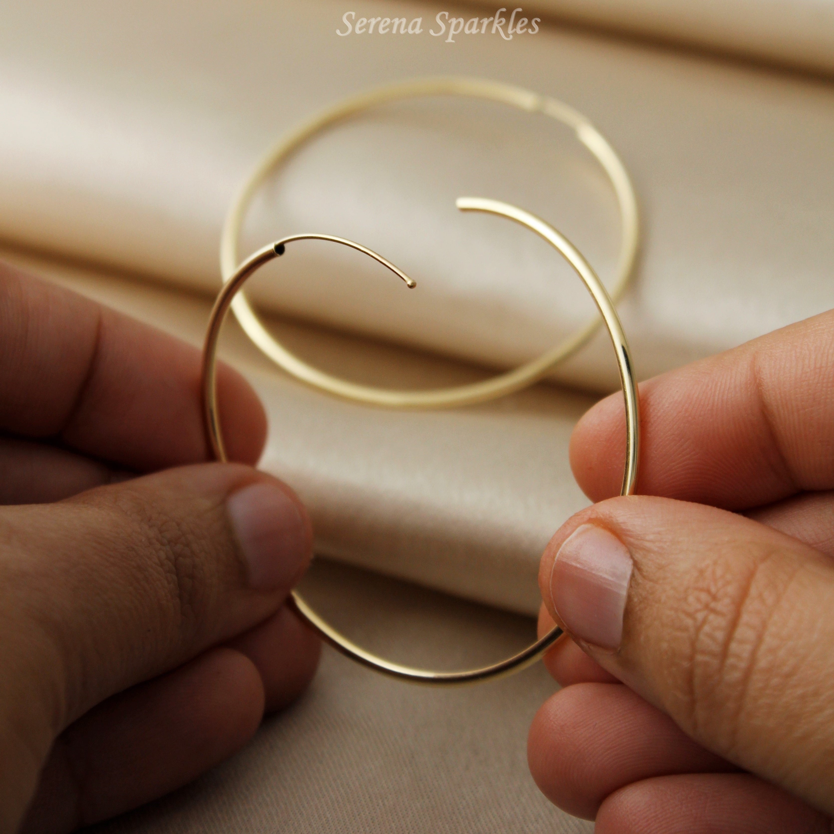 10k Solid Gold Oversize Hoop Earrings - Serena Sparkles