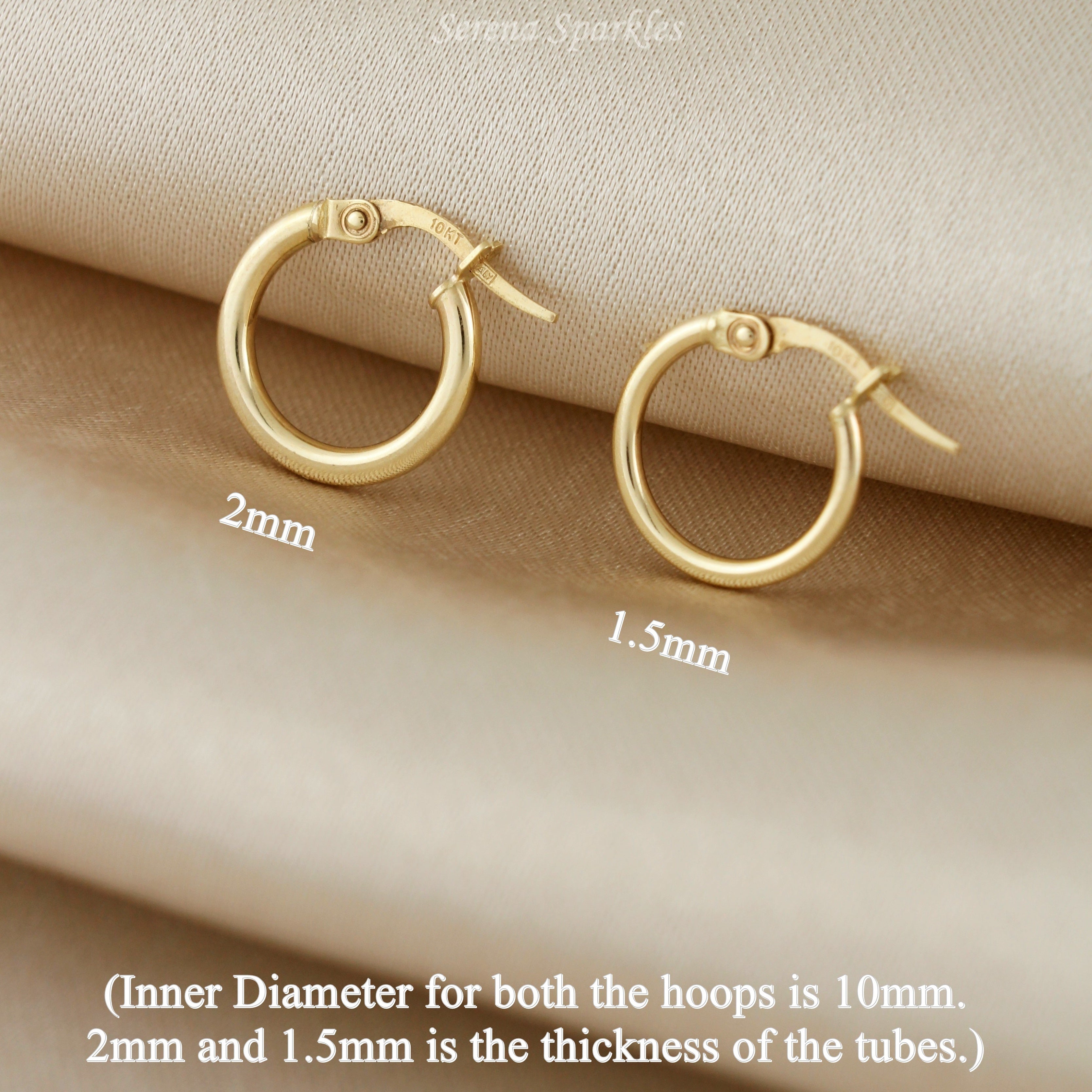 10k Solid Gold Dainty Tube Hoop Earrings - Serena Sparkles