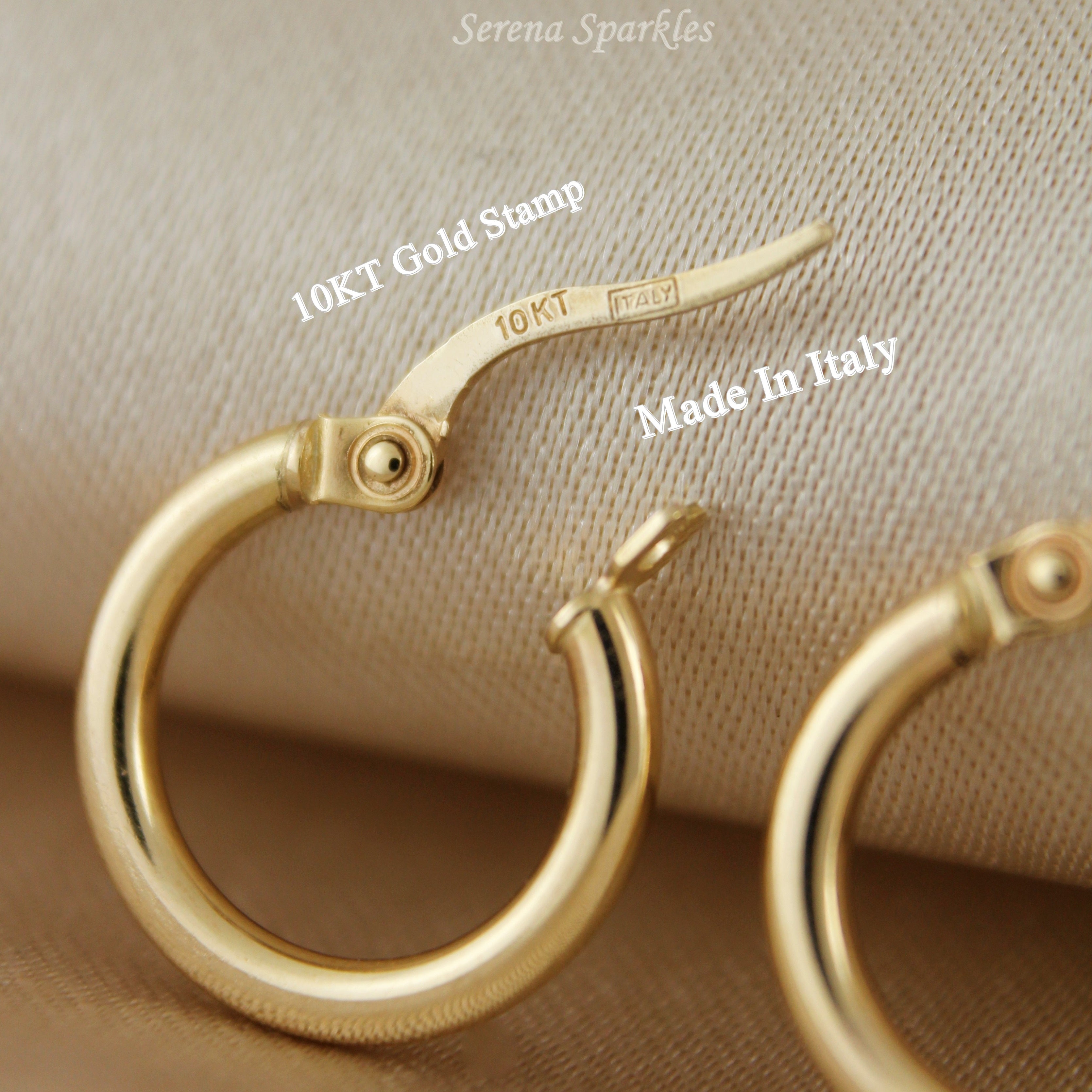 10k Solid Gold Dainty Tube Hoop Earrings - Serena Sparkles