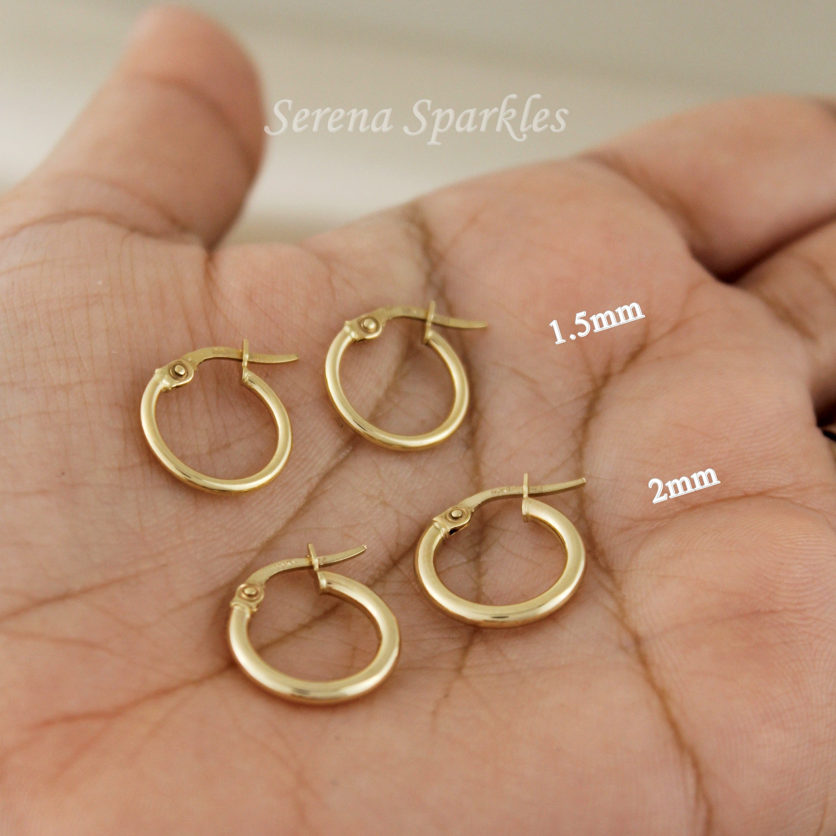 10k Solid Gold Dainty Tube Hoop Earrings - Serena Sparkles