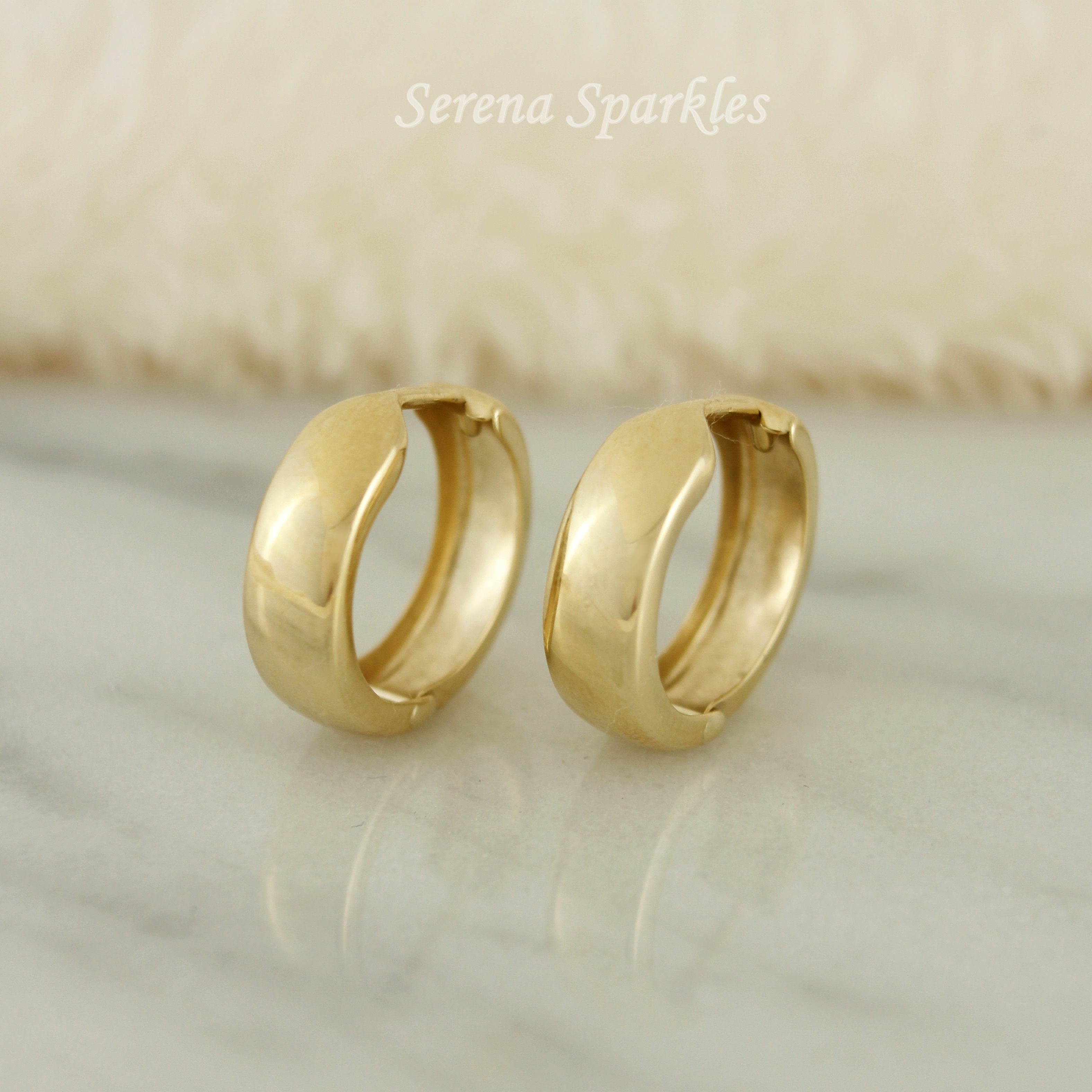 10k Solid Gold Small & Large Huggie Hoop Earrings - Serena Sparkles