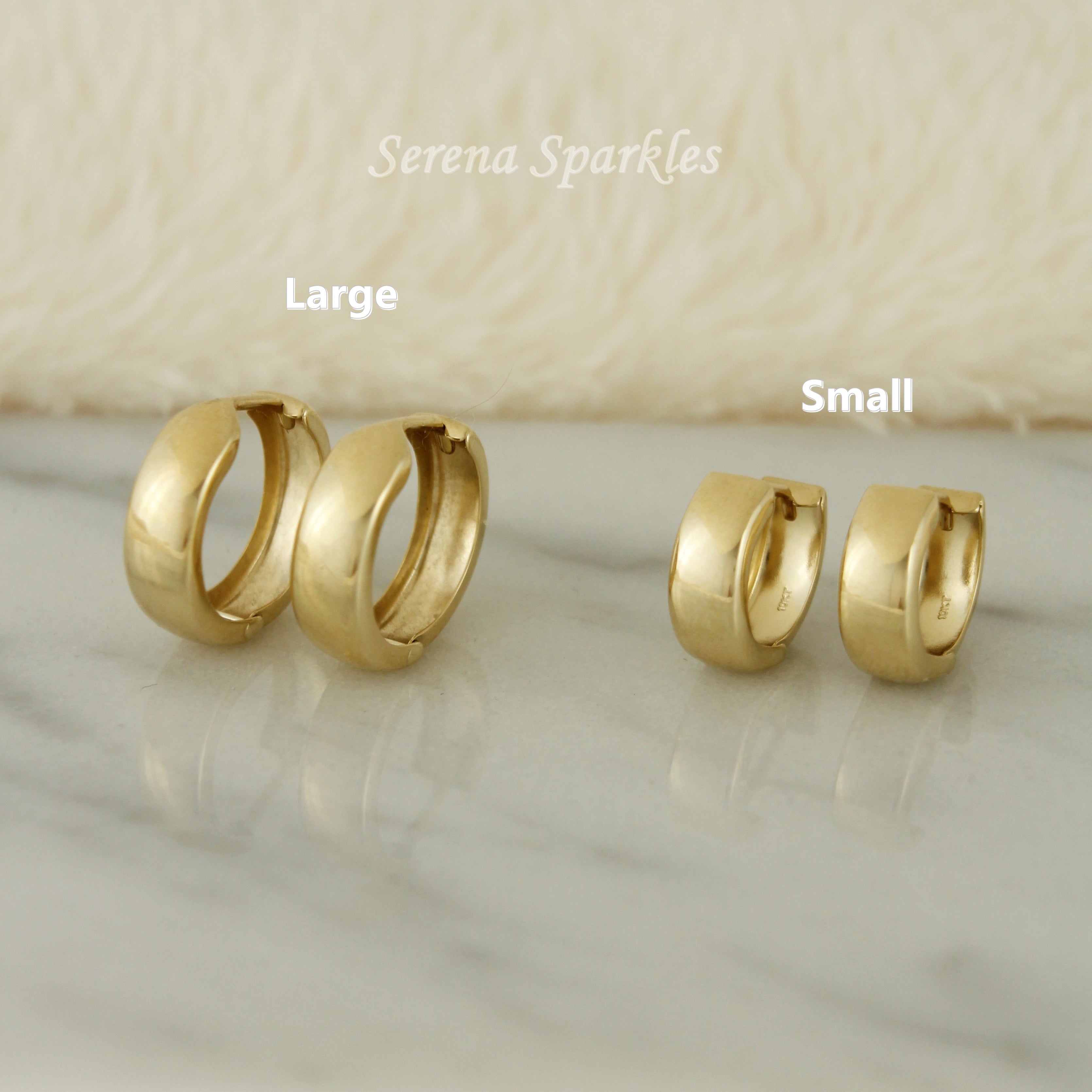 10k Solid Gold Small & Large Huggie Hoop Earrings - Serena Sparkles