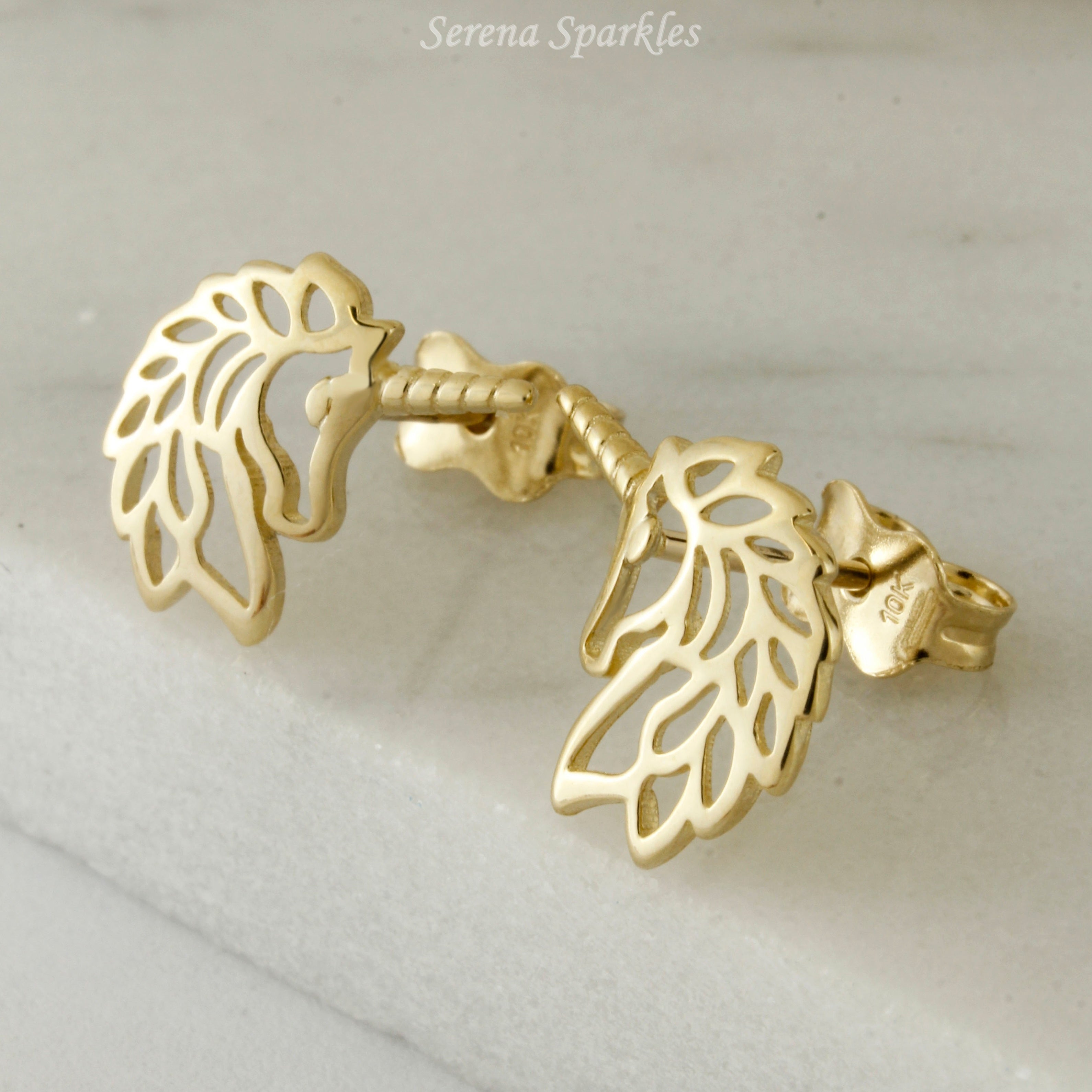 10k Solid Gold Unicorn Ear Studs - Serena Sparkles