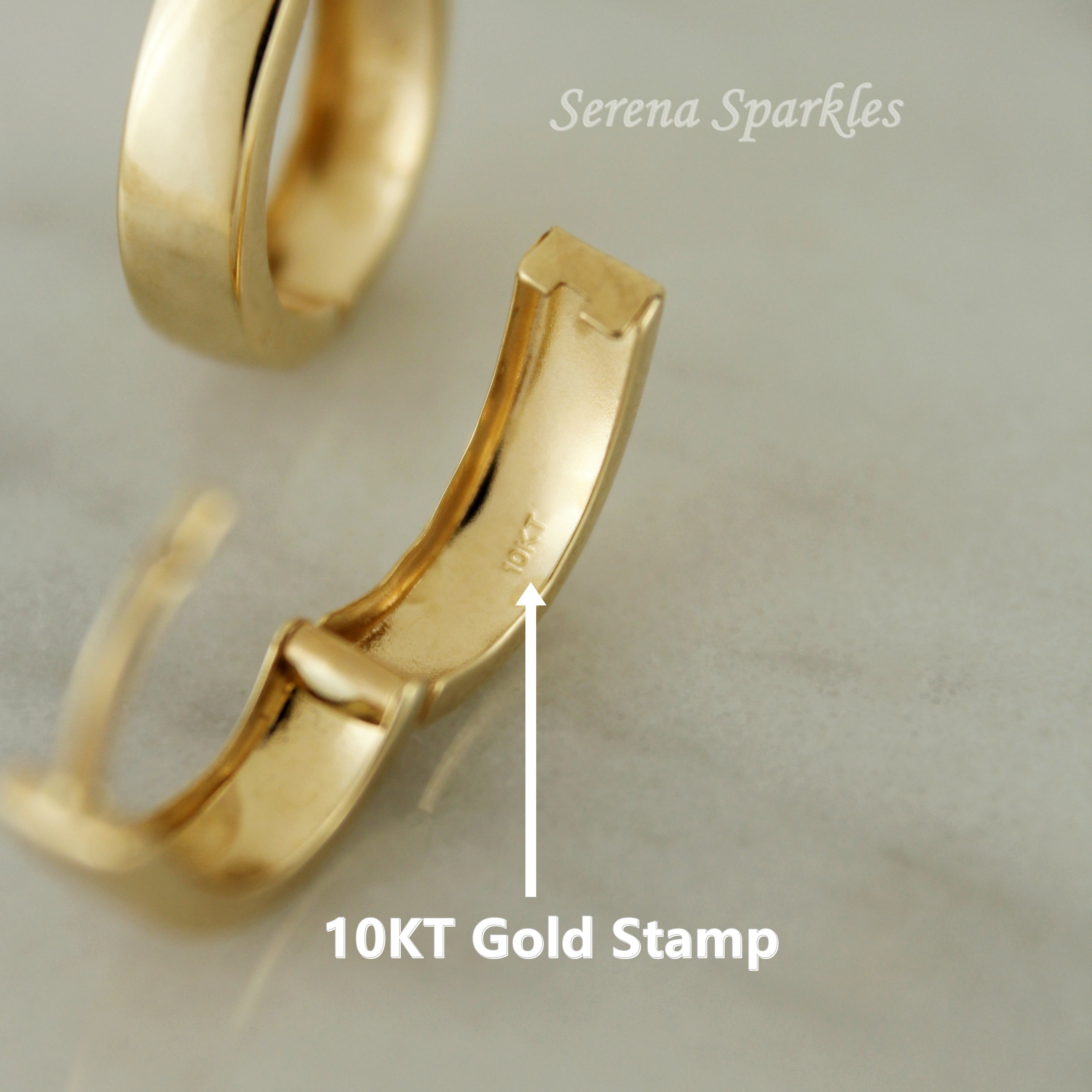 10k Solid Gold Diamond Cut Textured Oval Huggie Hoop Earrings - Serena Sparkles