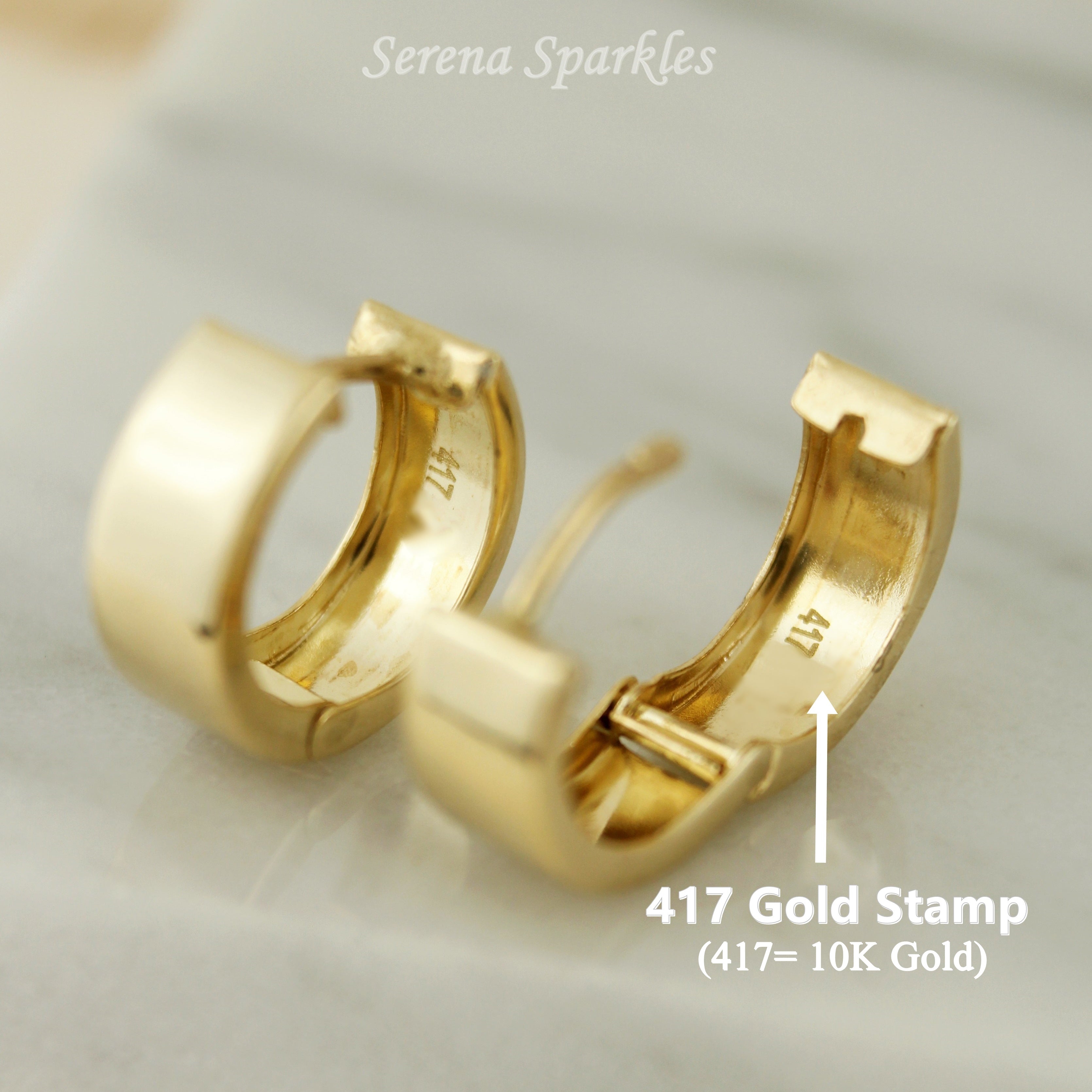 10k Solid Gold Thick Huggie Hoop Earrings - Serena Sparkles