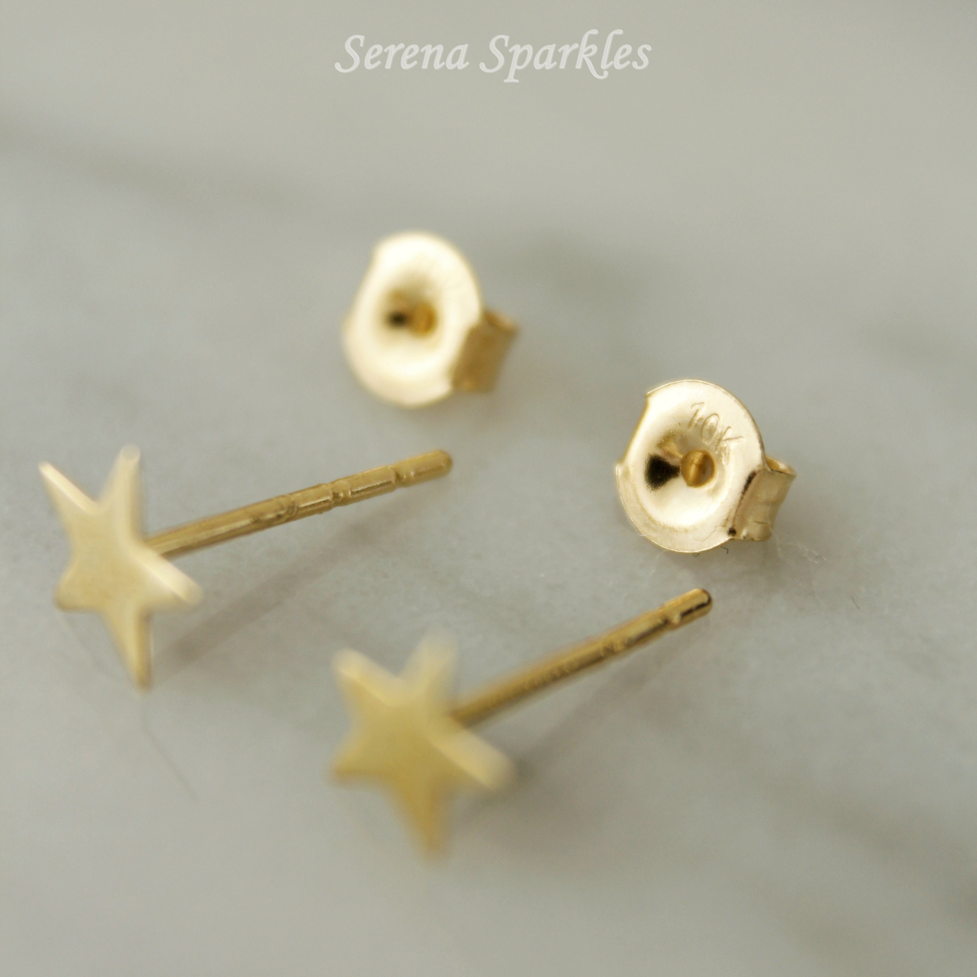 10k Solid Gold Star Stud Earrings - Serena Sparkles