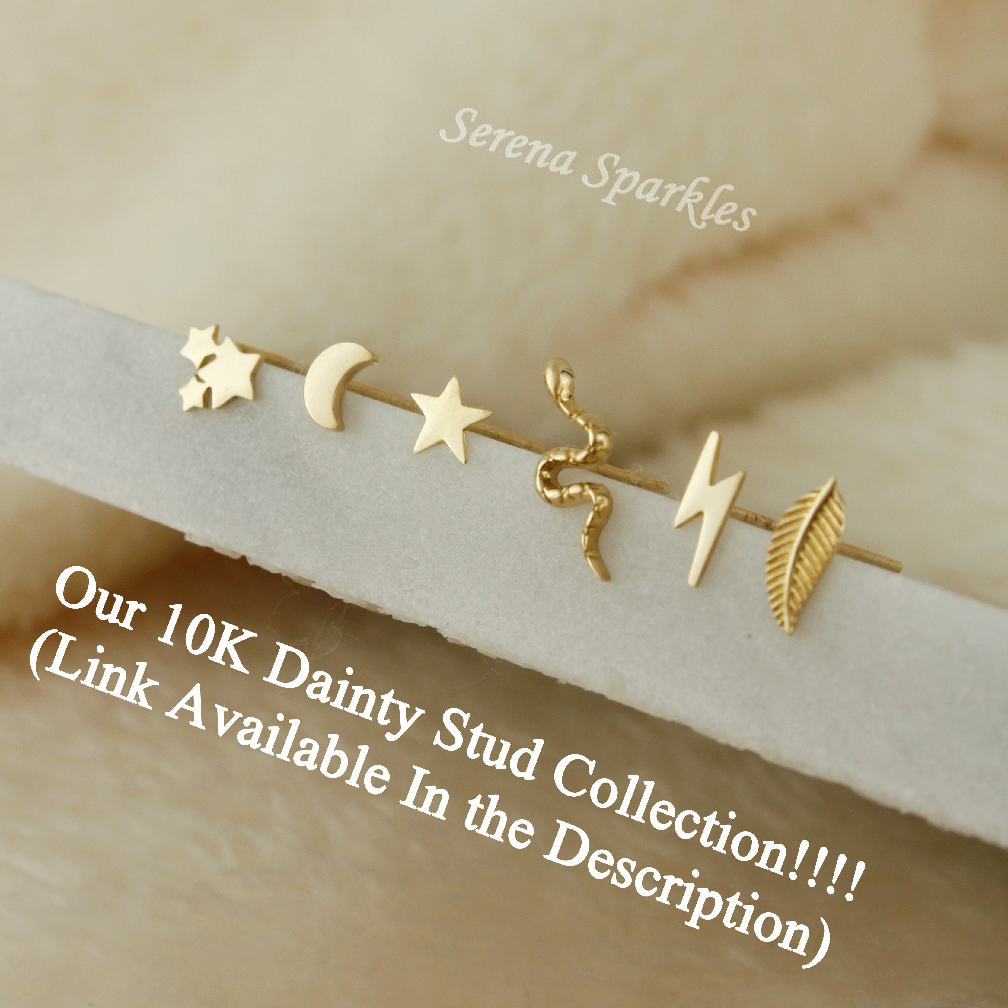 10k Solid Gold Music Notes Stud Earrings - Serena Sparkles