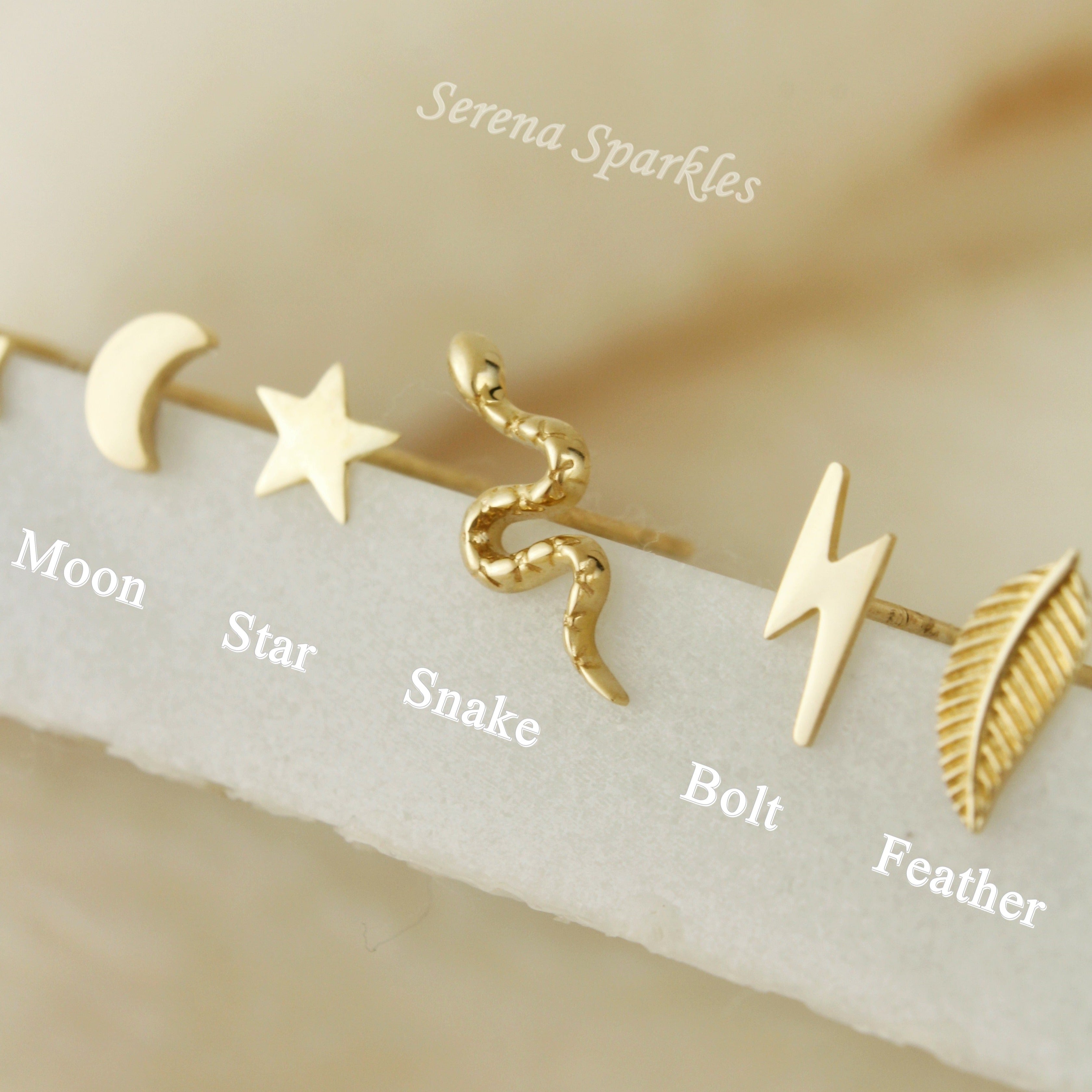 10k Solid Gold Dainty Stud Earrings - Serena Sparkles