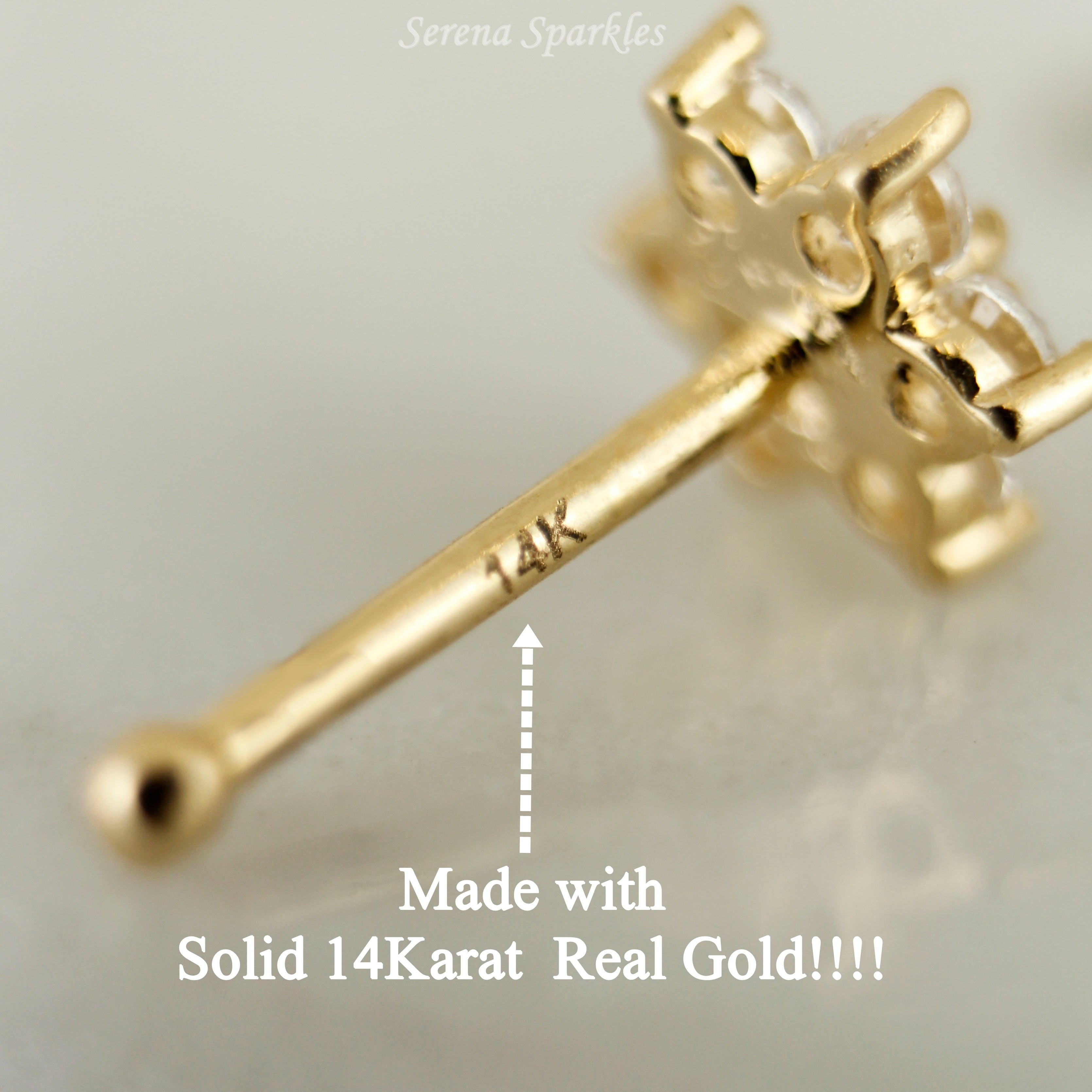 14k Solid Real Gold Star Nose Stud - Serena Sparkles