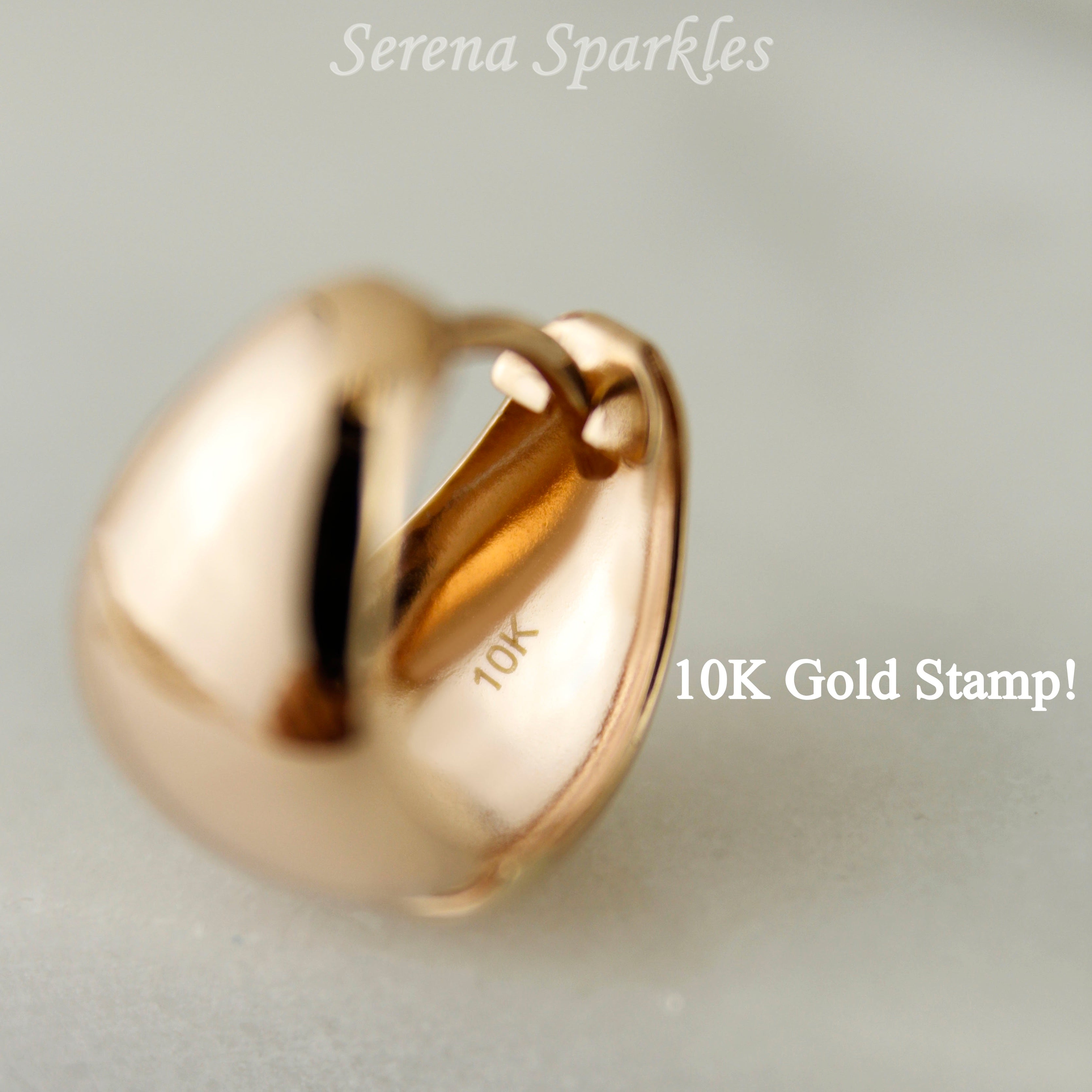 10k Solid Rose Gold Dome Huggie Hoop Earrings - Serena Sparkles