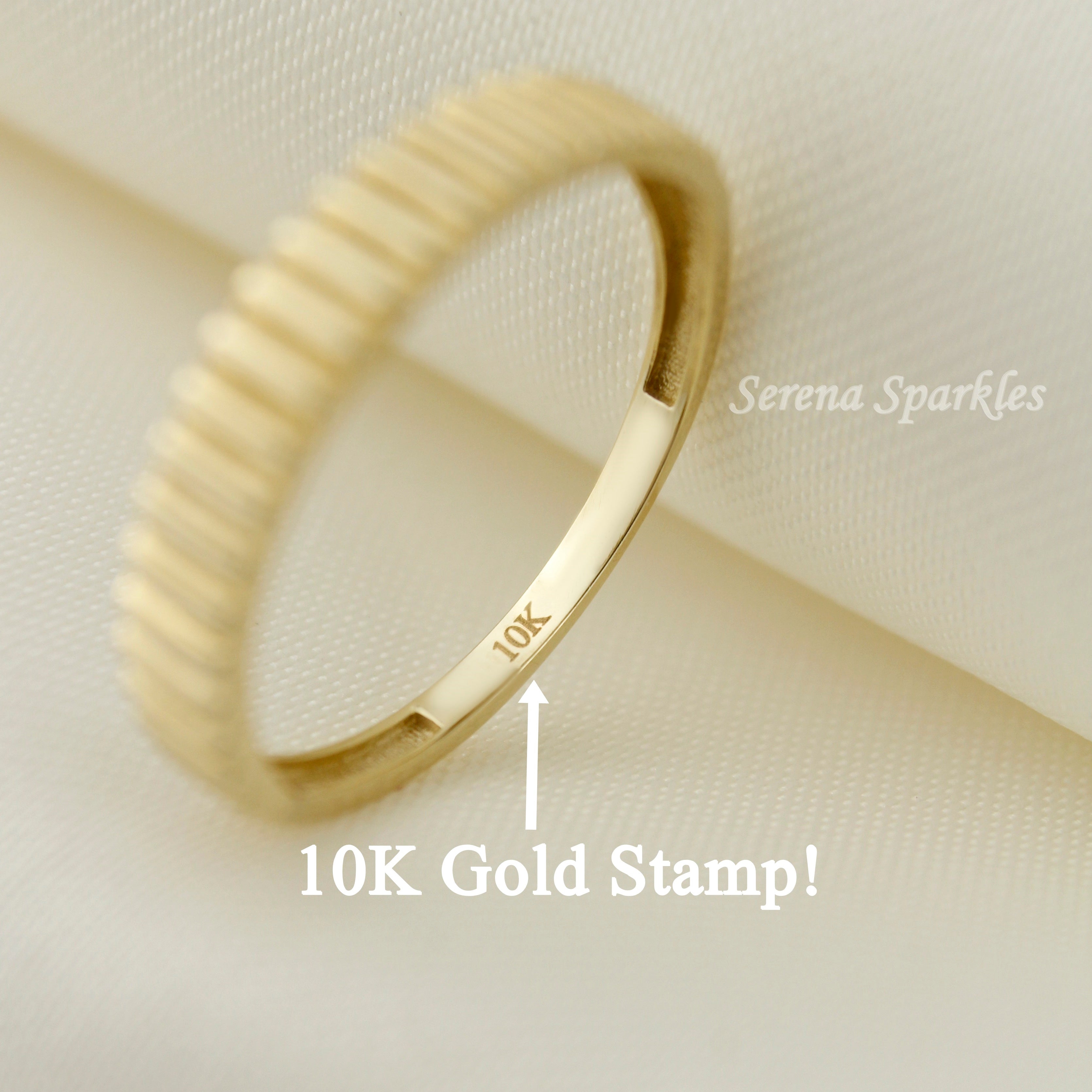 10k Solid Gold Wedding Band Ring - Serena Sparkles