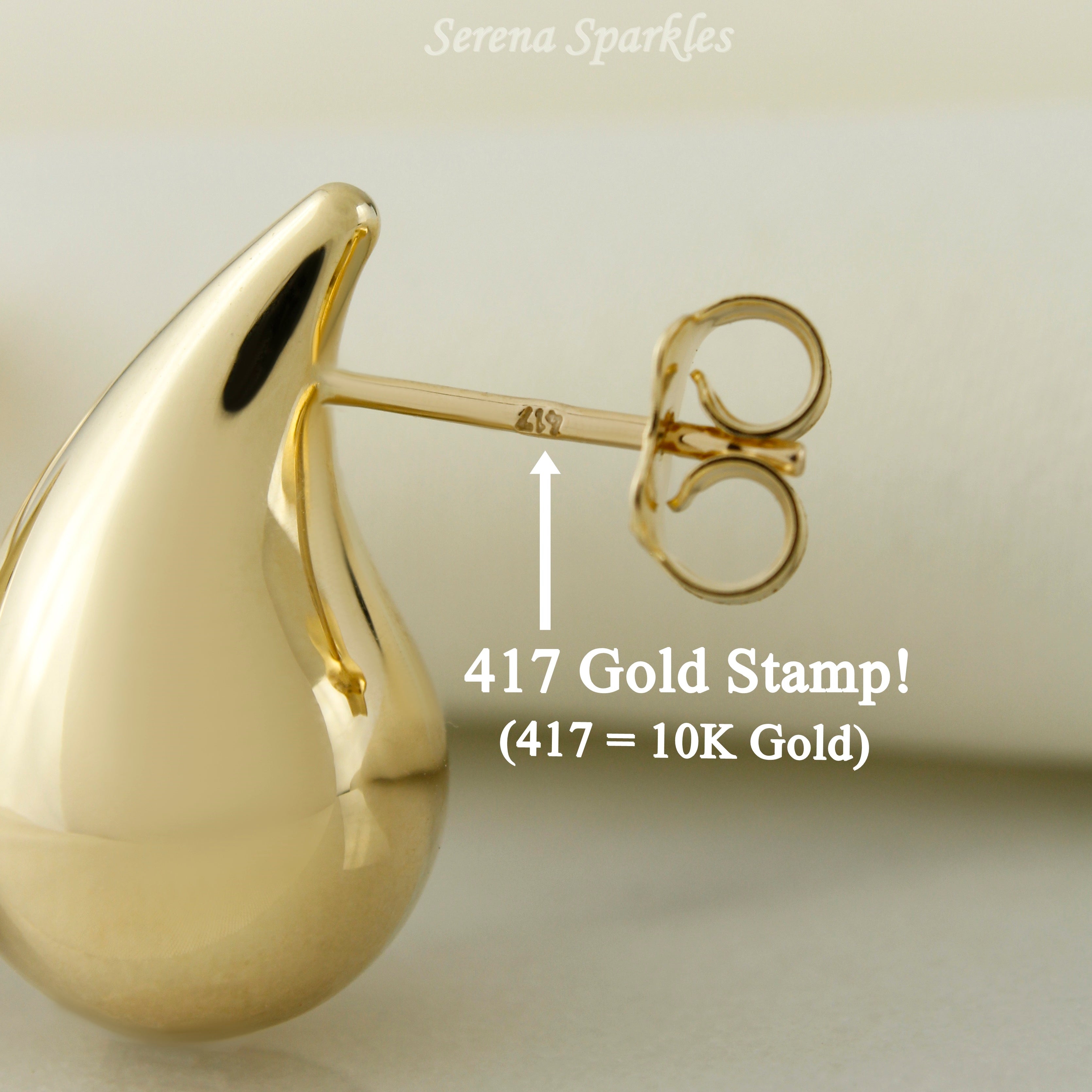 10k Real Gold Tear Drop Stud Earrings - Serena Sparkles