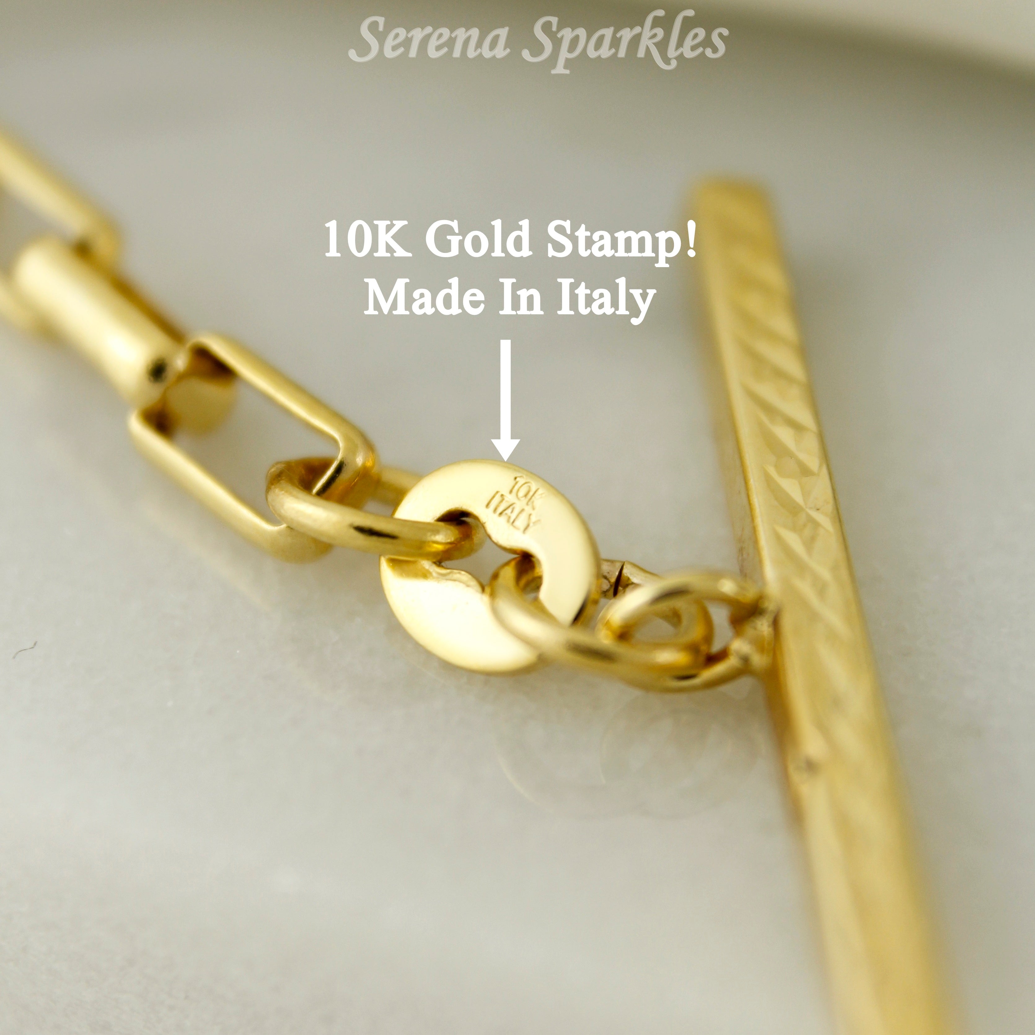 10k Real Gold Link Chain Toggle Necklace with Lock Charm (Canva) - Serena Sparkles