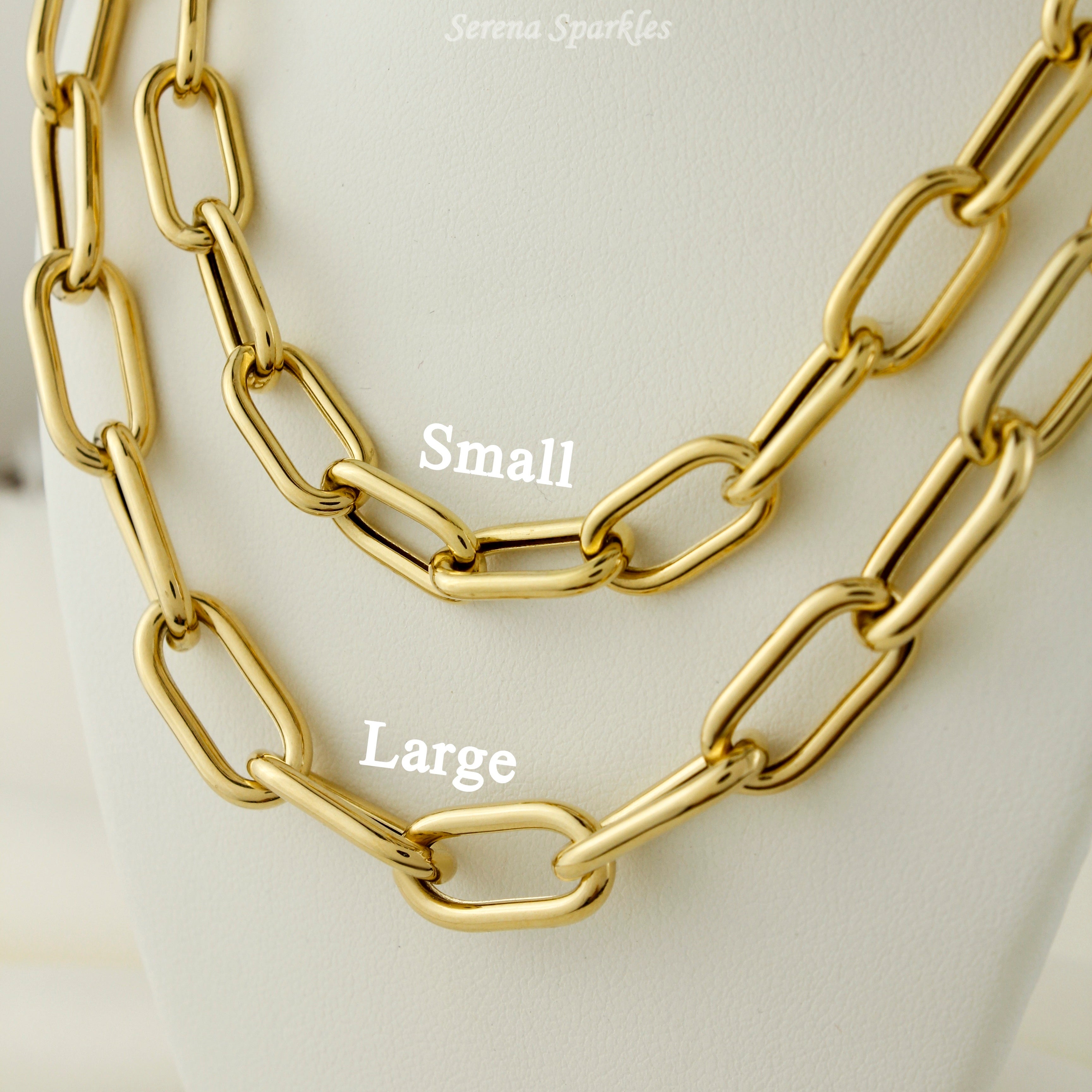 10k Real Gold Chunky Paperclip Chain Necklace - Serena Sparkles