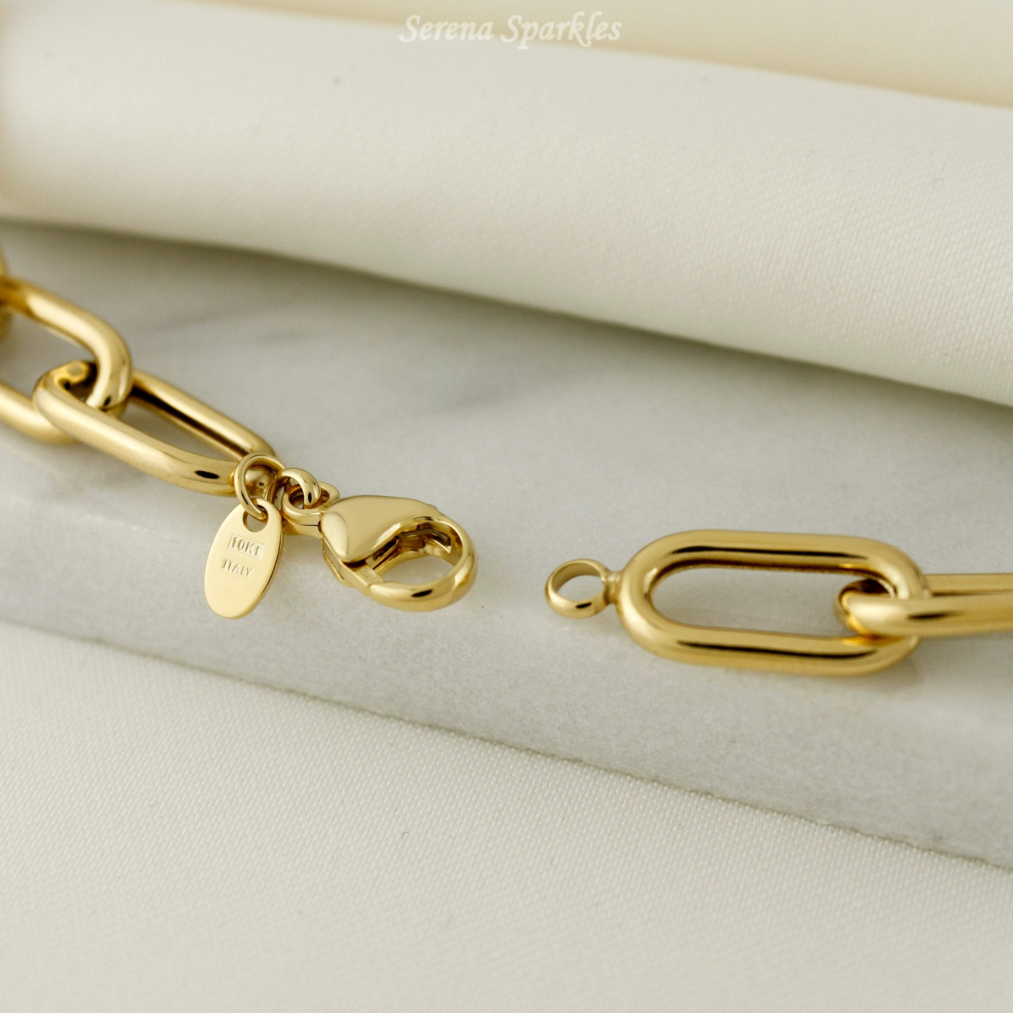 10k Real Gold Chunky Paperclip Chain Bracelet - Serena Sparkles