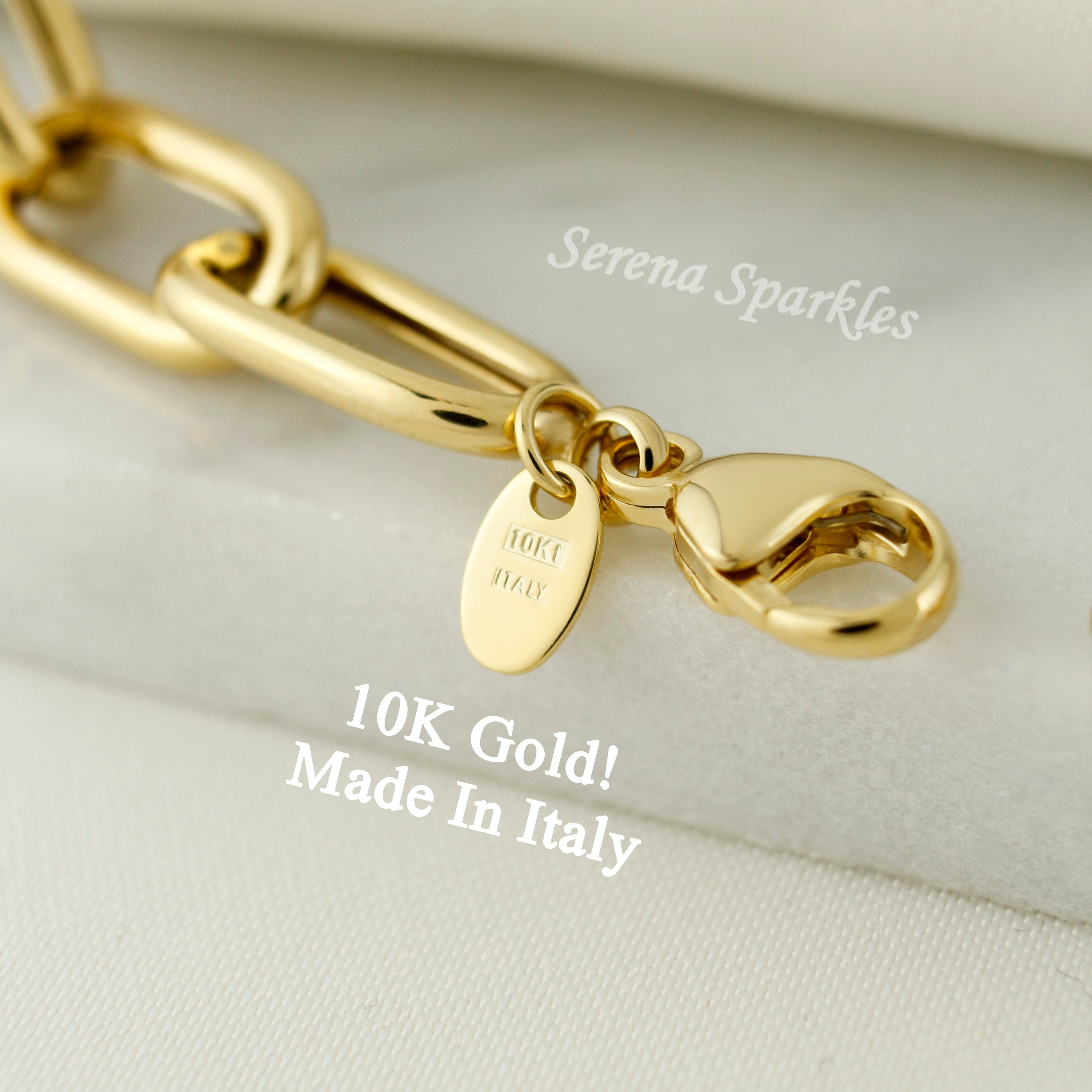 10k Real Gold Chunky Paperclip Chain Bracelet - Serena Sparkles