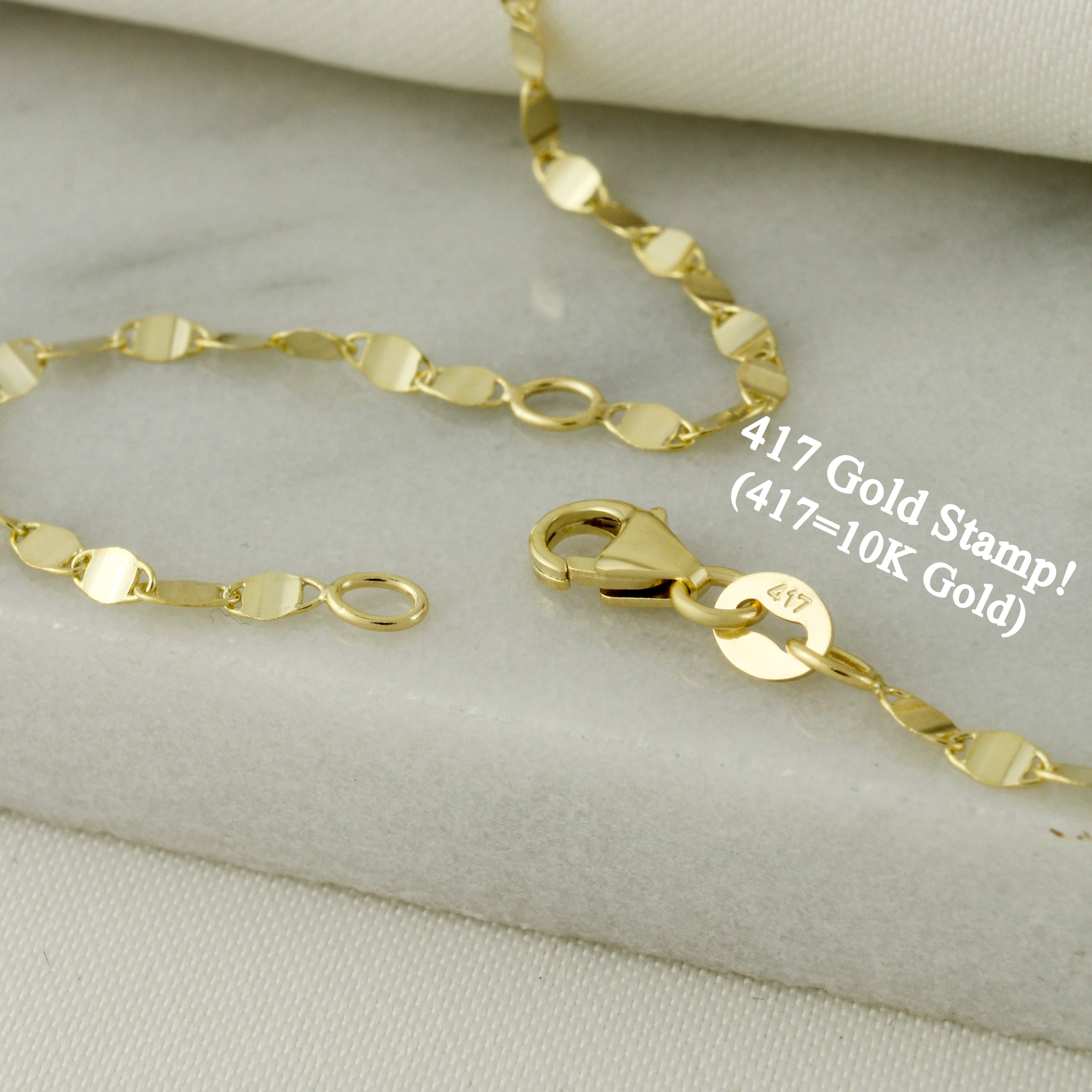 10k Solid Gold Sparkle Mirror Chain Necklace - Serena Sparkles