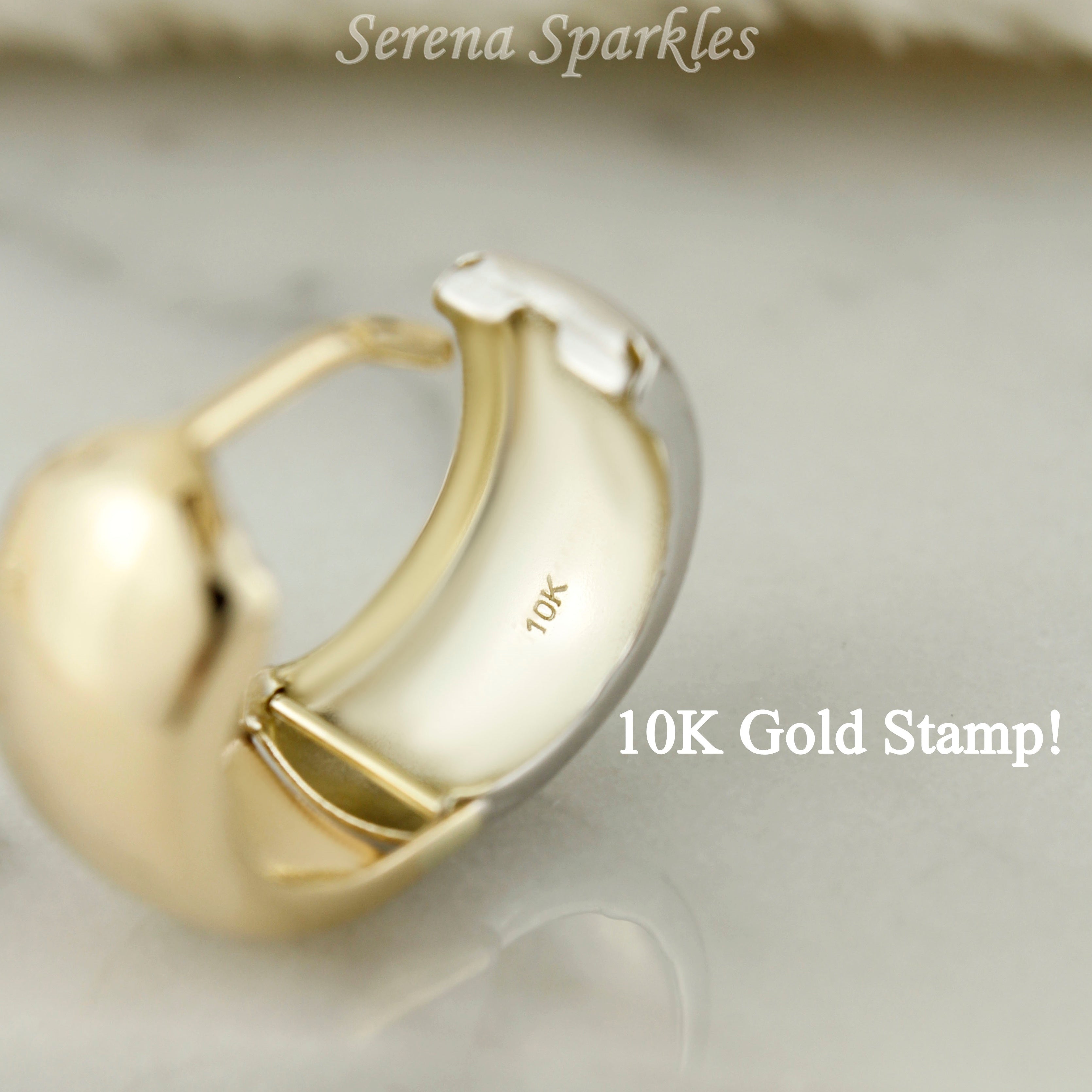 10k Solid Gold Reversible Huggie Hoops - Serena Sparkles