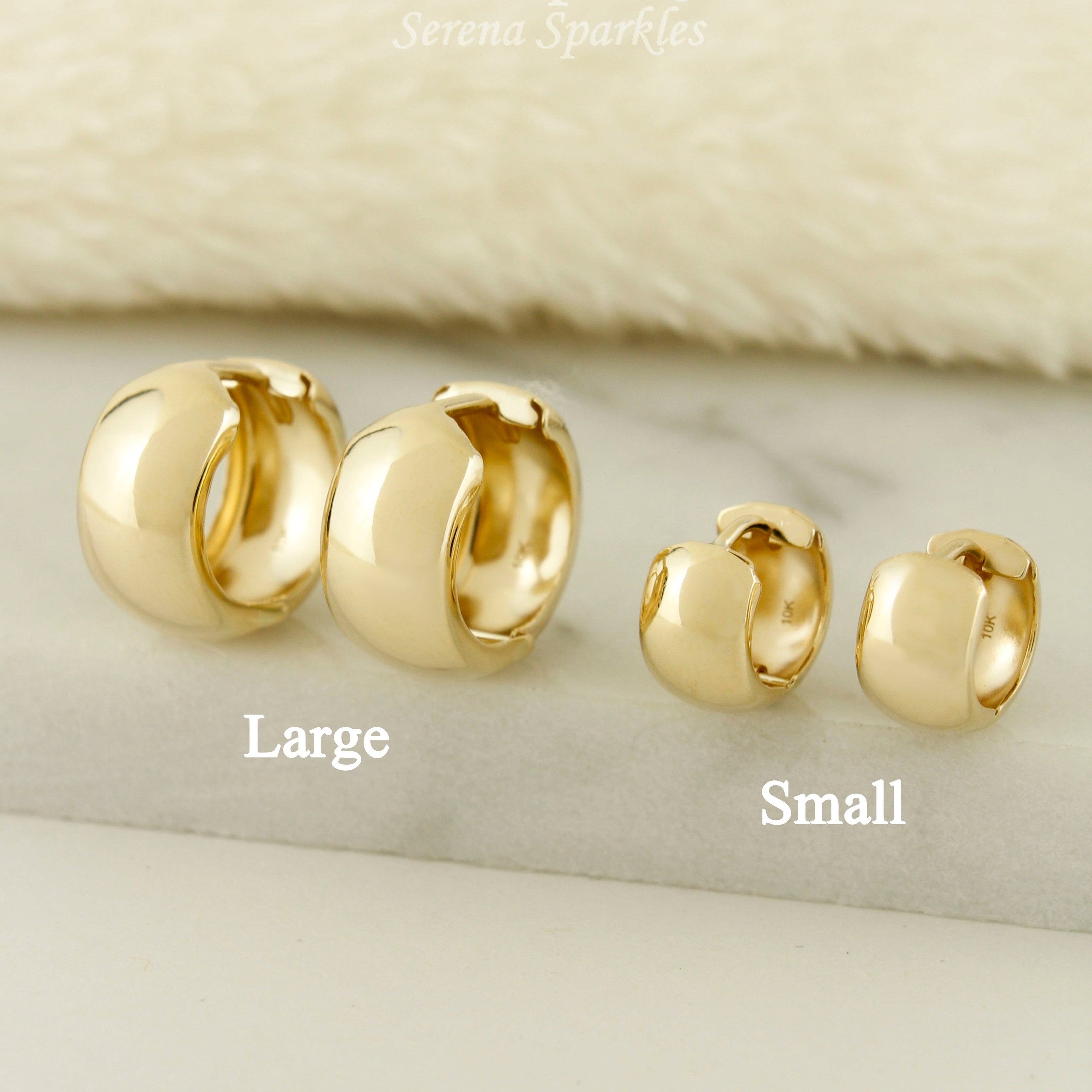 10k Solid Gold Chunky Huggie Hoops - Serena Sparkles