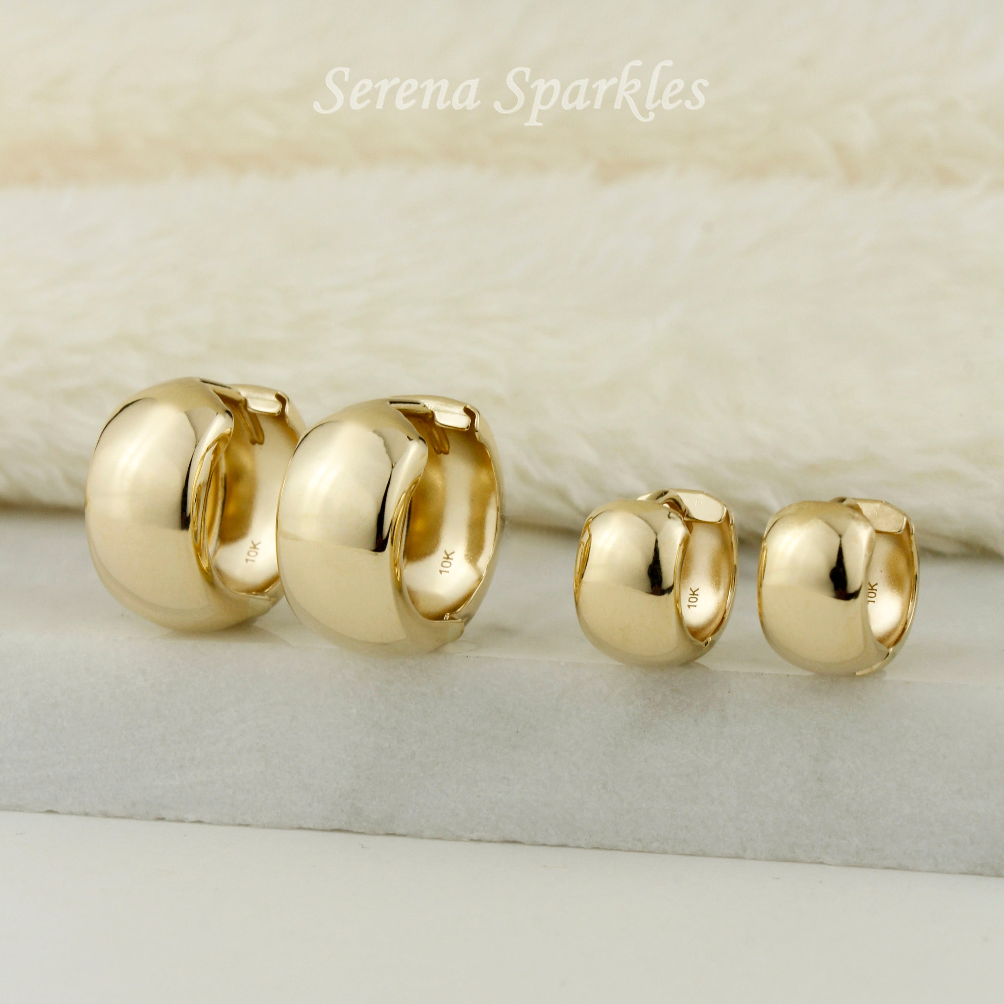 10k Solid Gold Chunky Huggie Hoops - Serena Sparkles