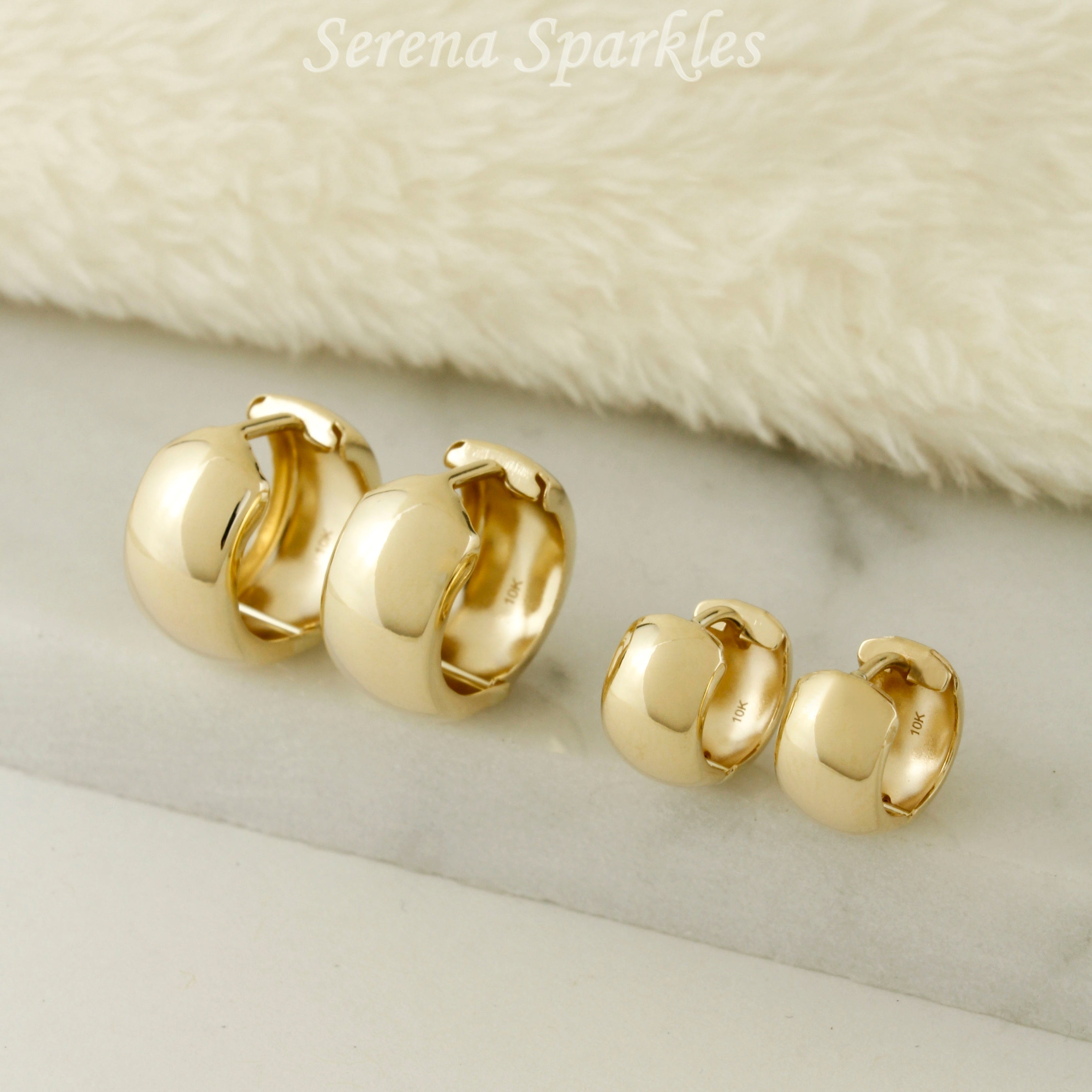 10k Solid Gold Chunky Huggie Hoops - Serena Sparkles