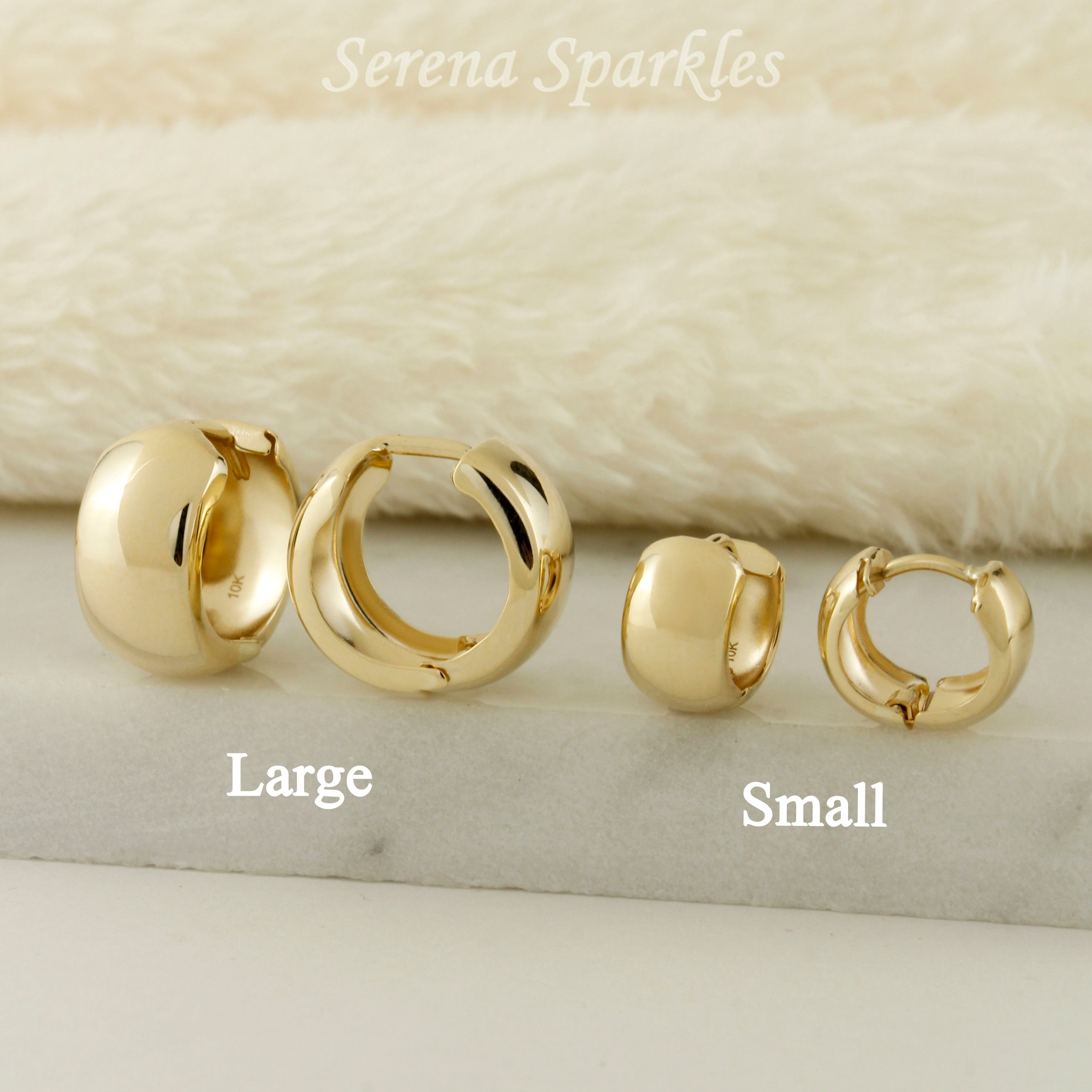 10k Solid Gold Chunky Huggie Hoops - Serena Sparkles