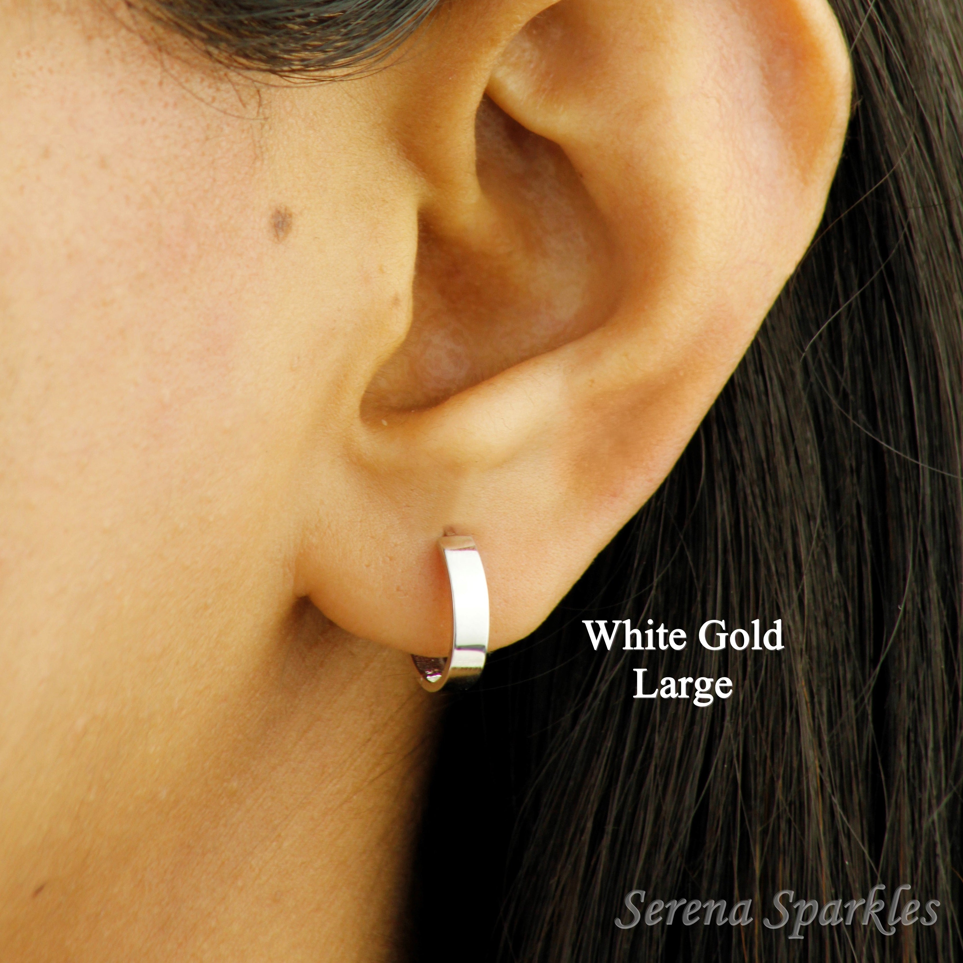 10k Solid Gold Flat Huggie Earrings - Serena Sparkles