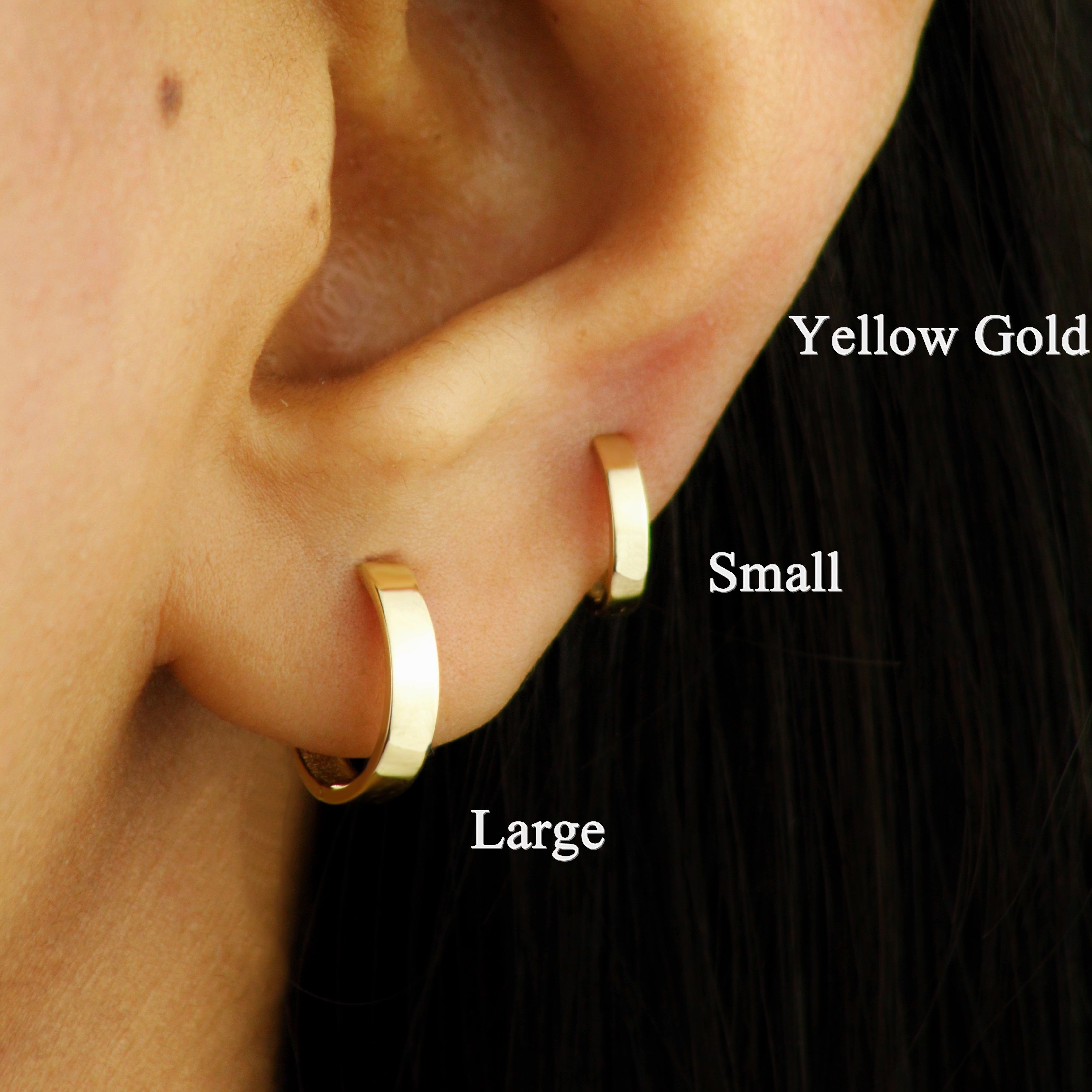 10k Solid Gold Flat Huggie Earrings - Serena Sparkles