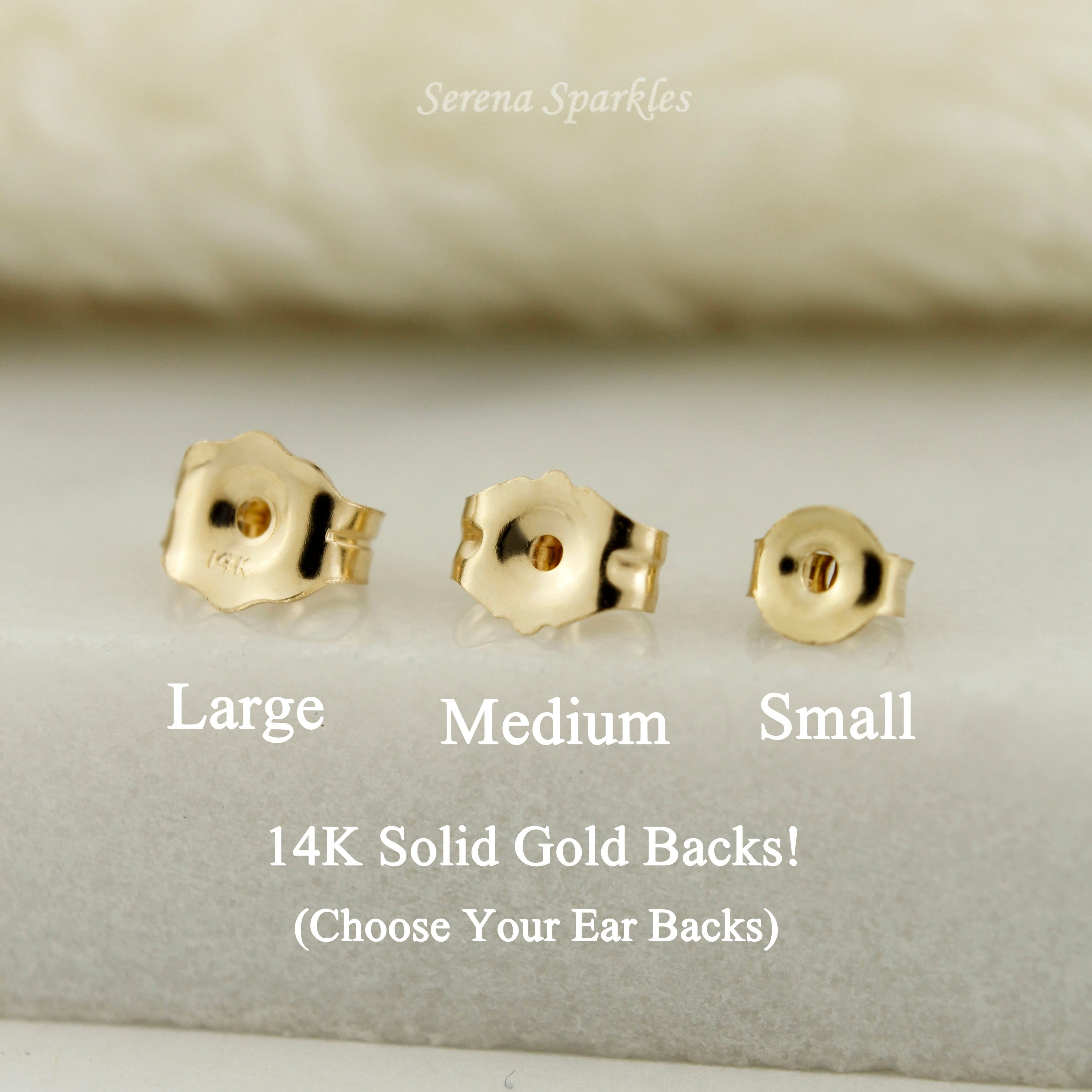 14k Solid Gold Ball Ear Studs - Serena Sparkles