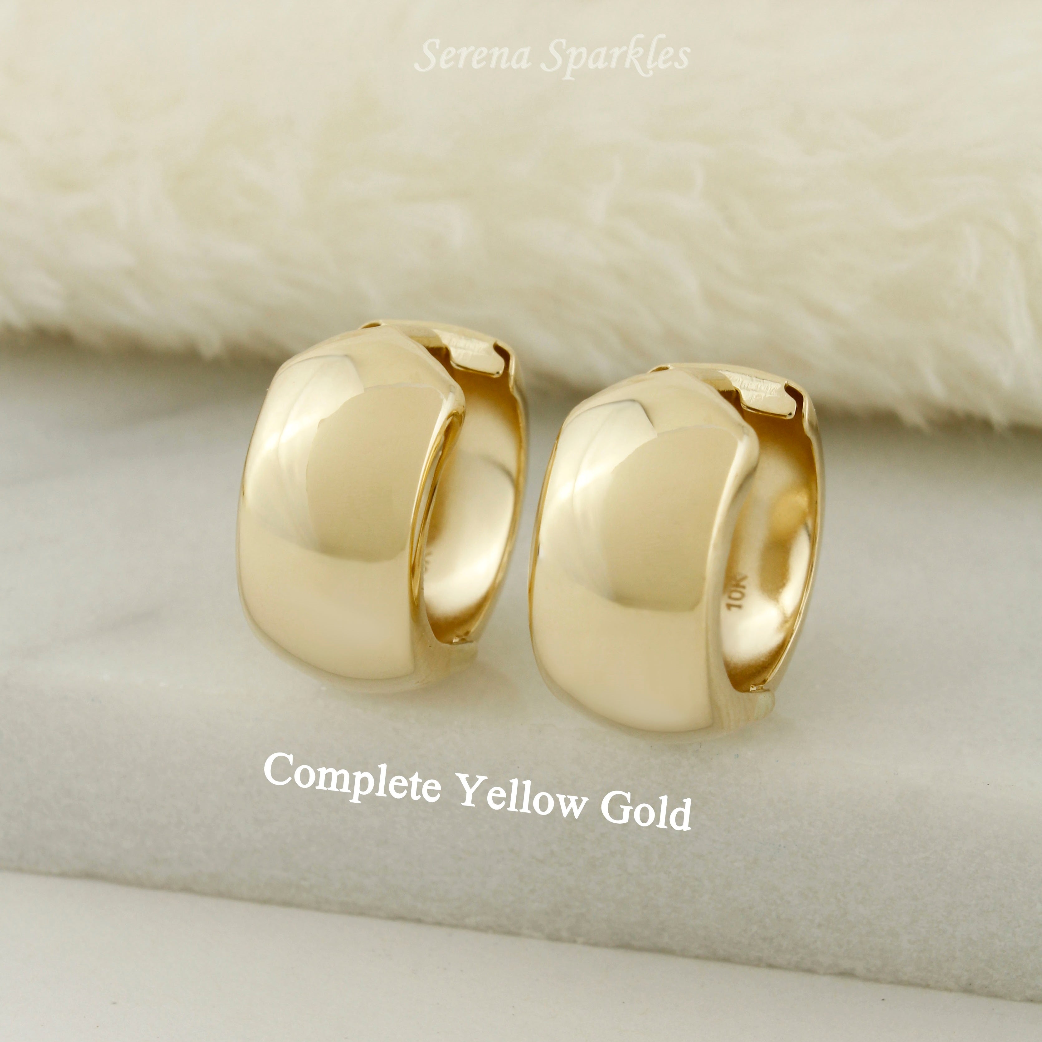 10k Solid Gold Reversible Huggie Hoops - Serena Sparkles