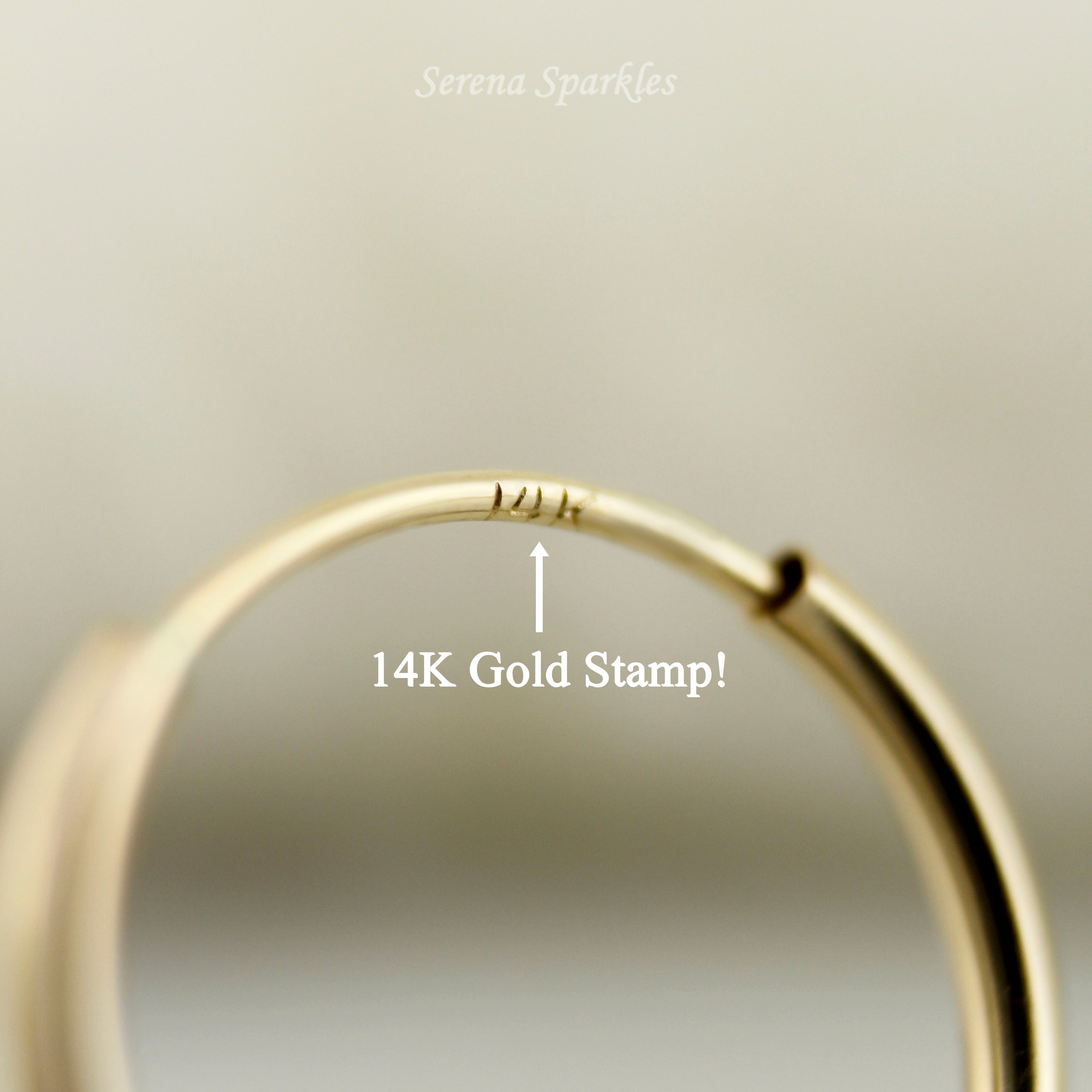 14k Solid Gold Small Sleeper Hoops - Serena Sparkles