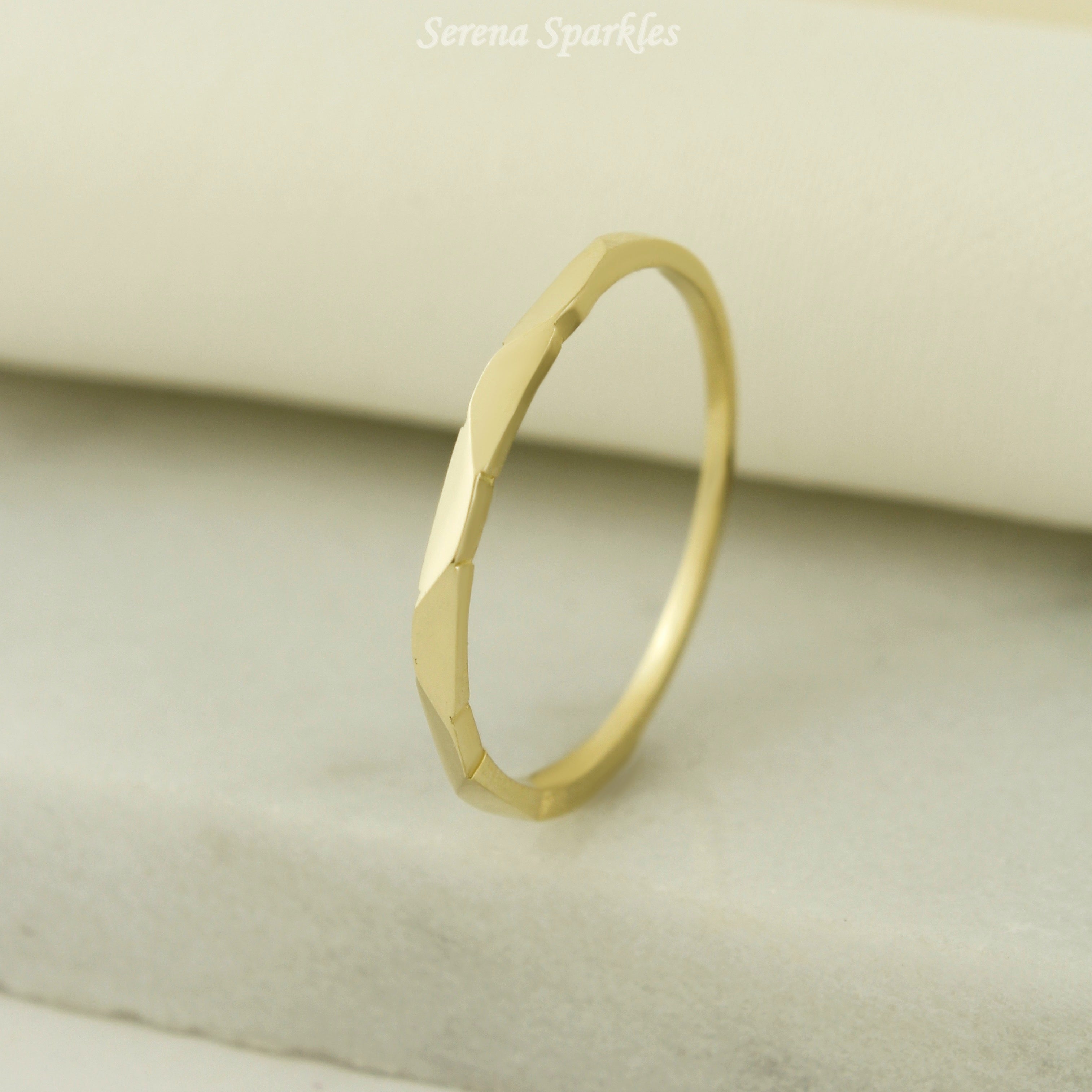 10k Solid Gold Stackable Ring - Serena Sparkles