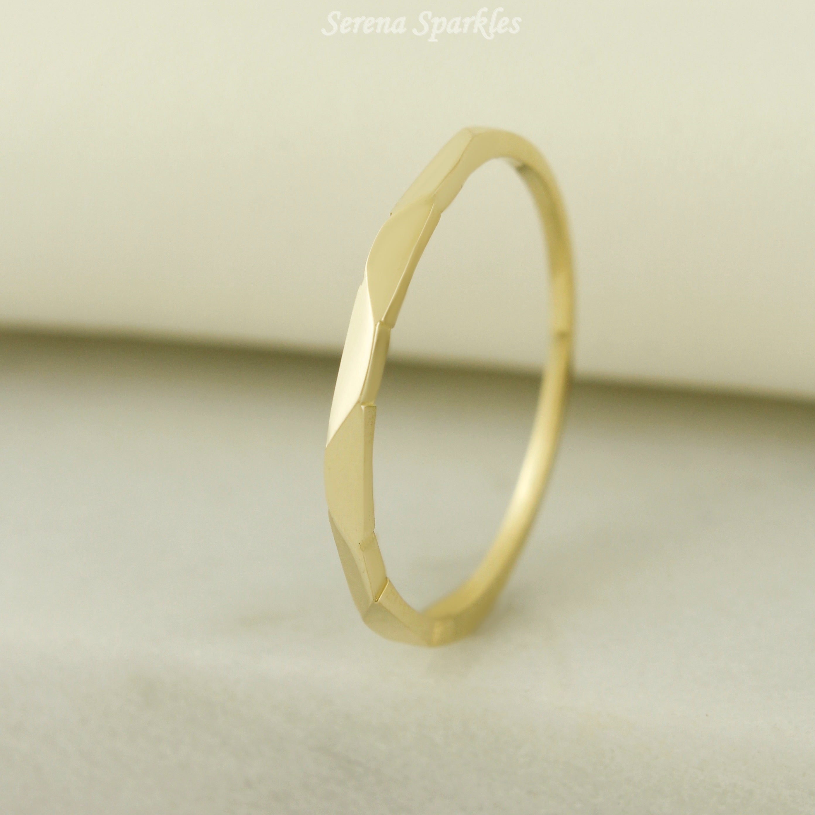 10k Solid Gold Stackable Ring - Serena Sparkles