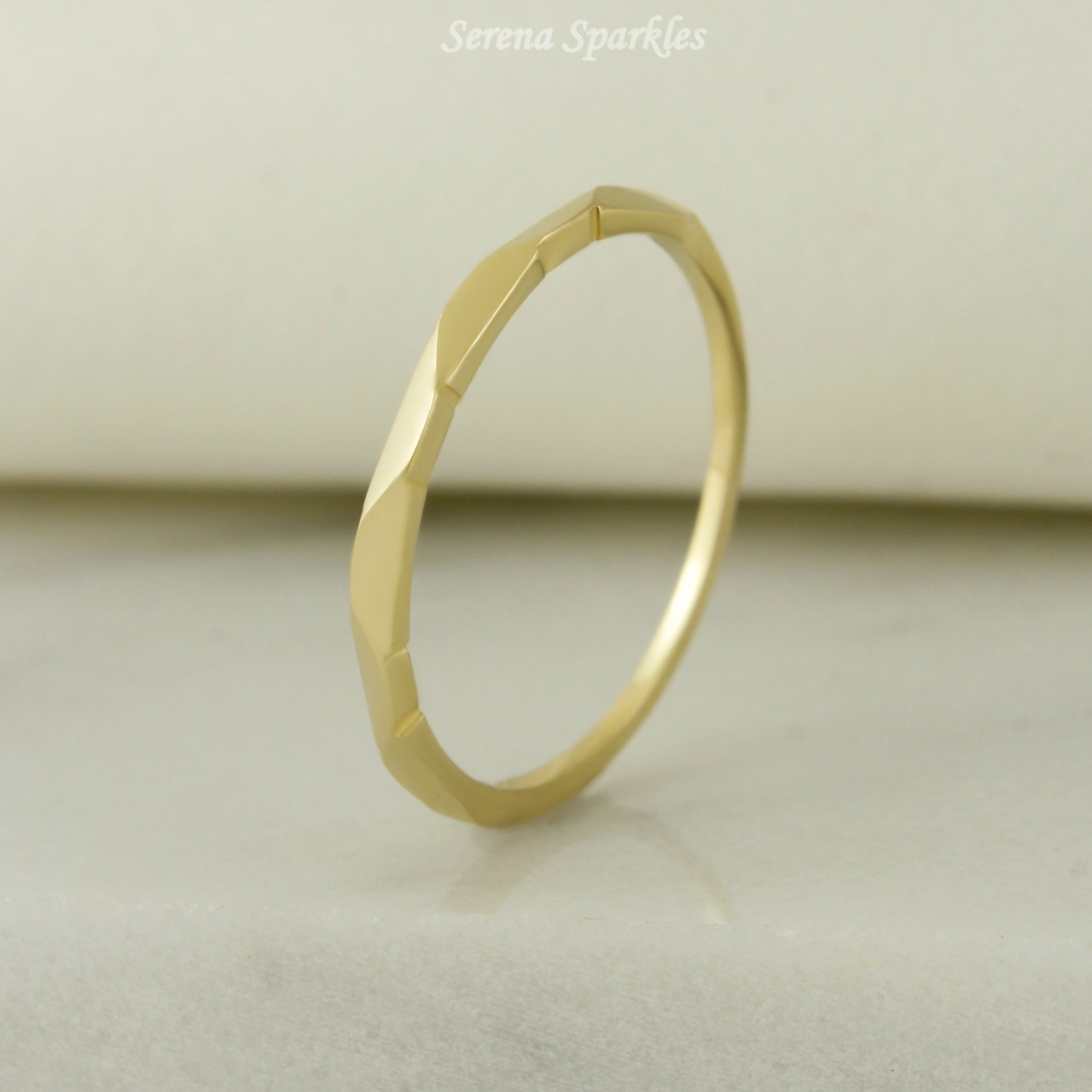 10k Solid Gold Stackable Ring - Serena Sparkles