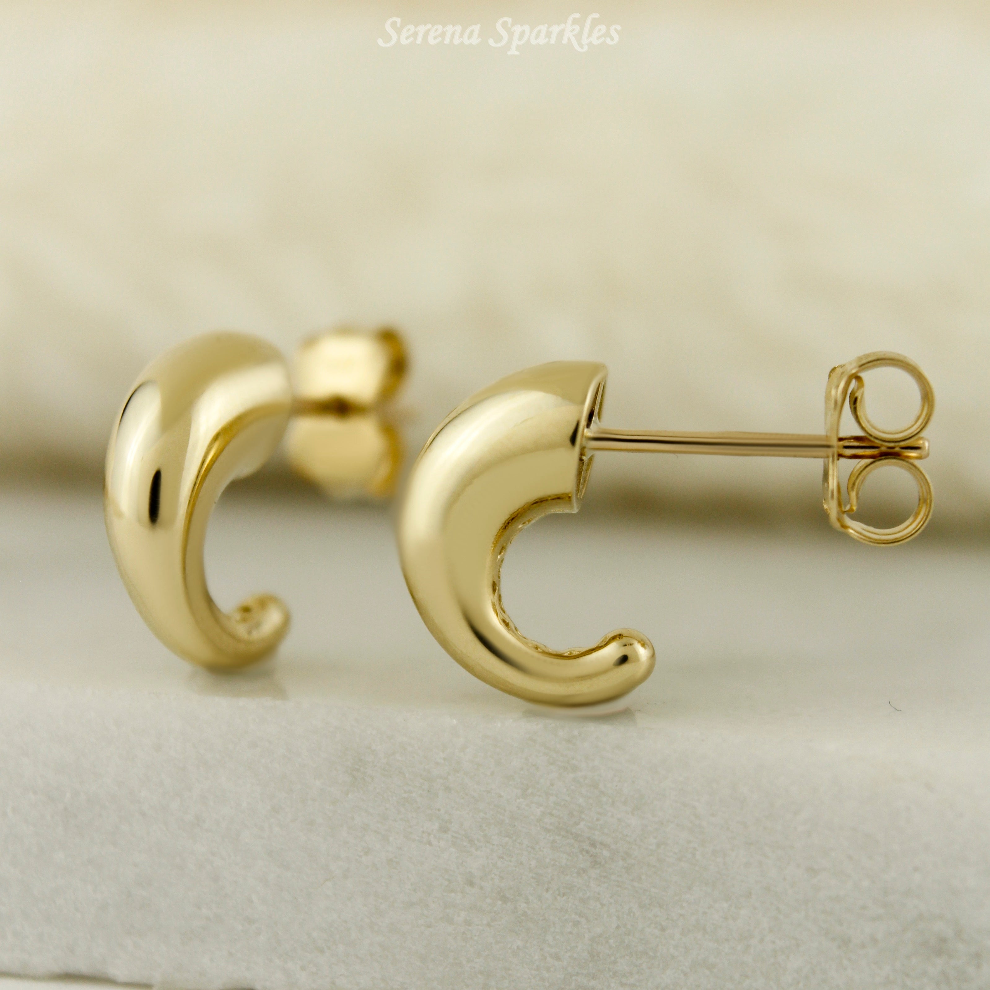 10k Solid Gold Simple Huggie Hoops (Measurement Pending) - Serena Sparkles