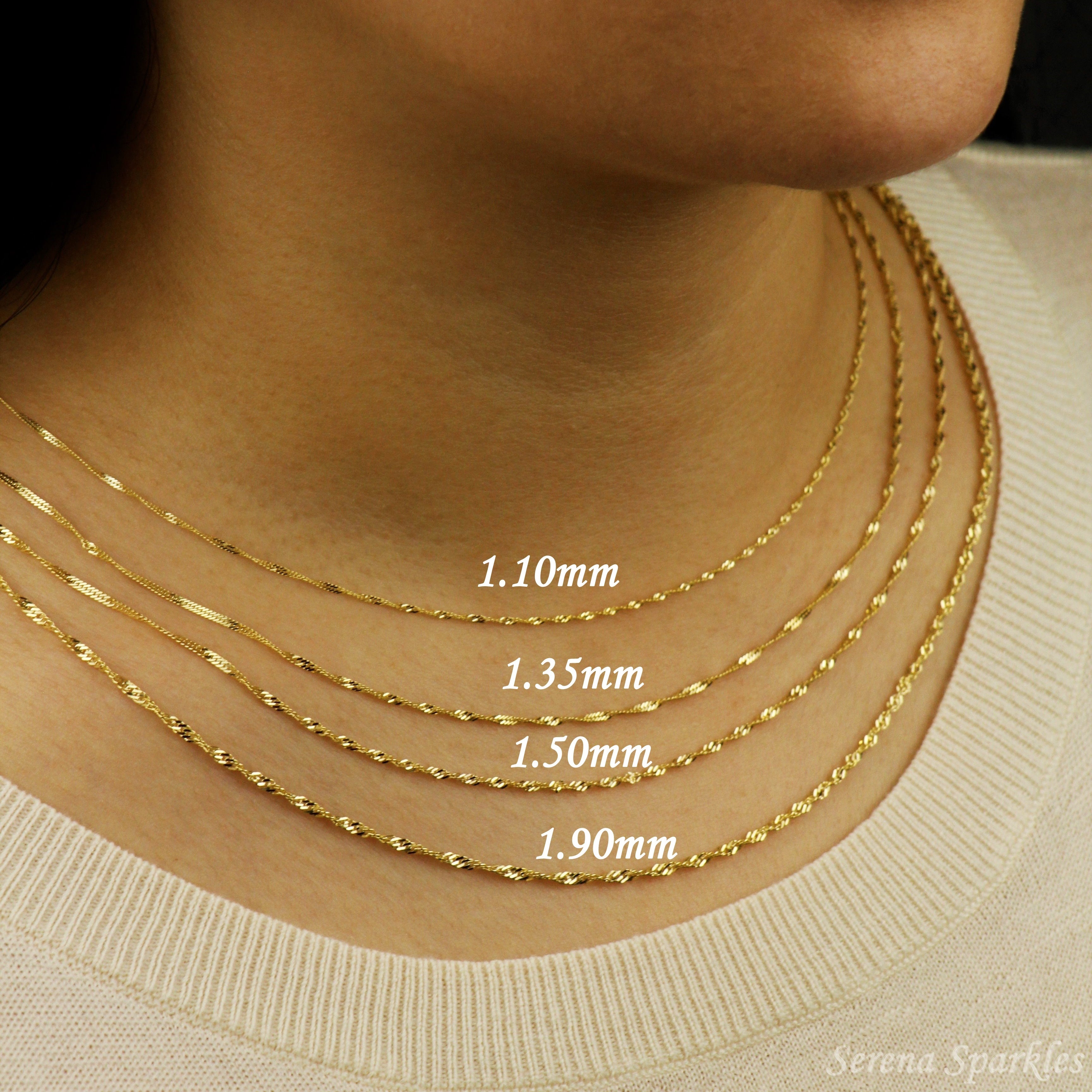 10k Solid Gold Twisted Chain Necklace - Serena Sparkles