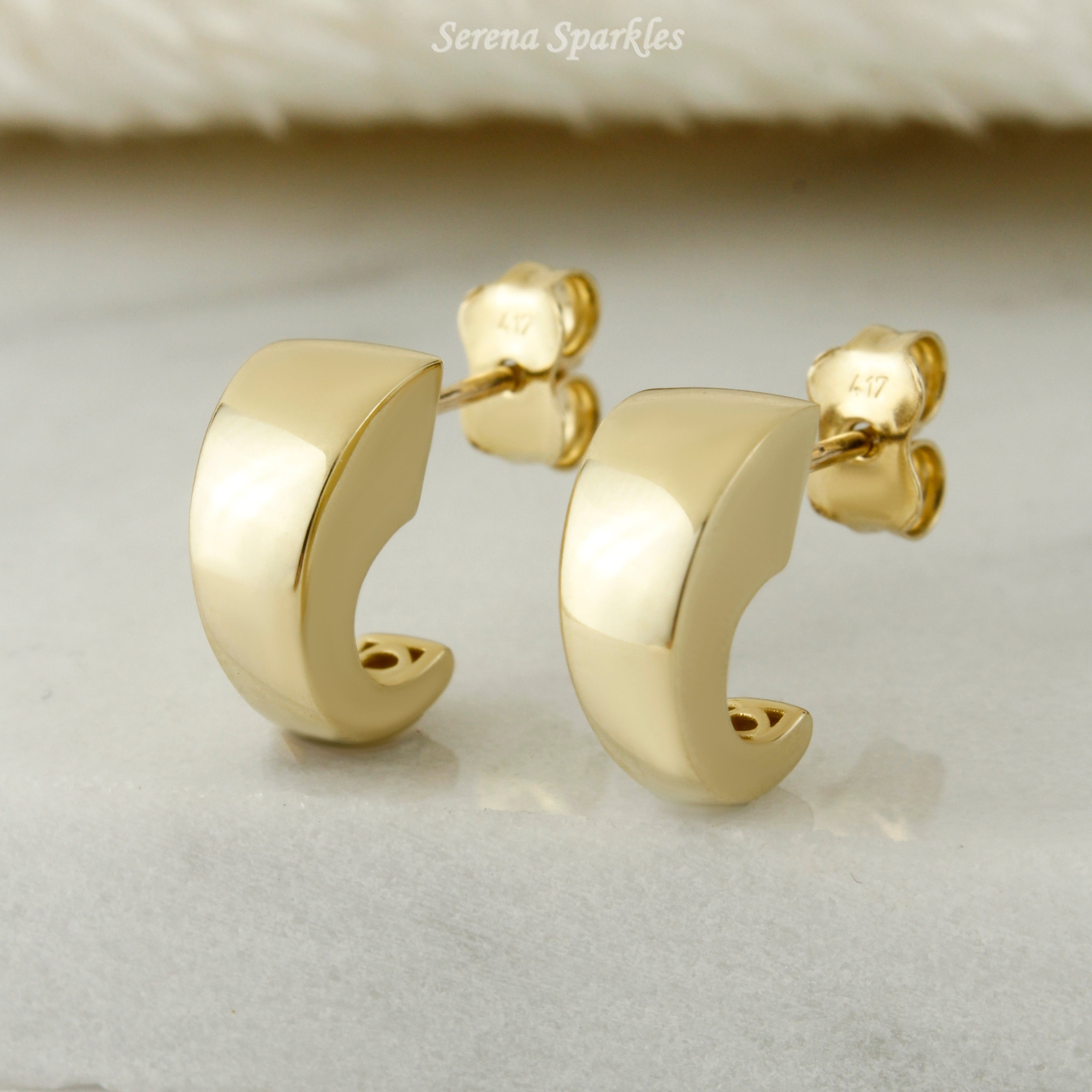 10k Solid Gold Plain Huggies (Measurements Pending) - Serena Sparkles