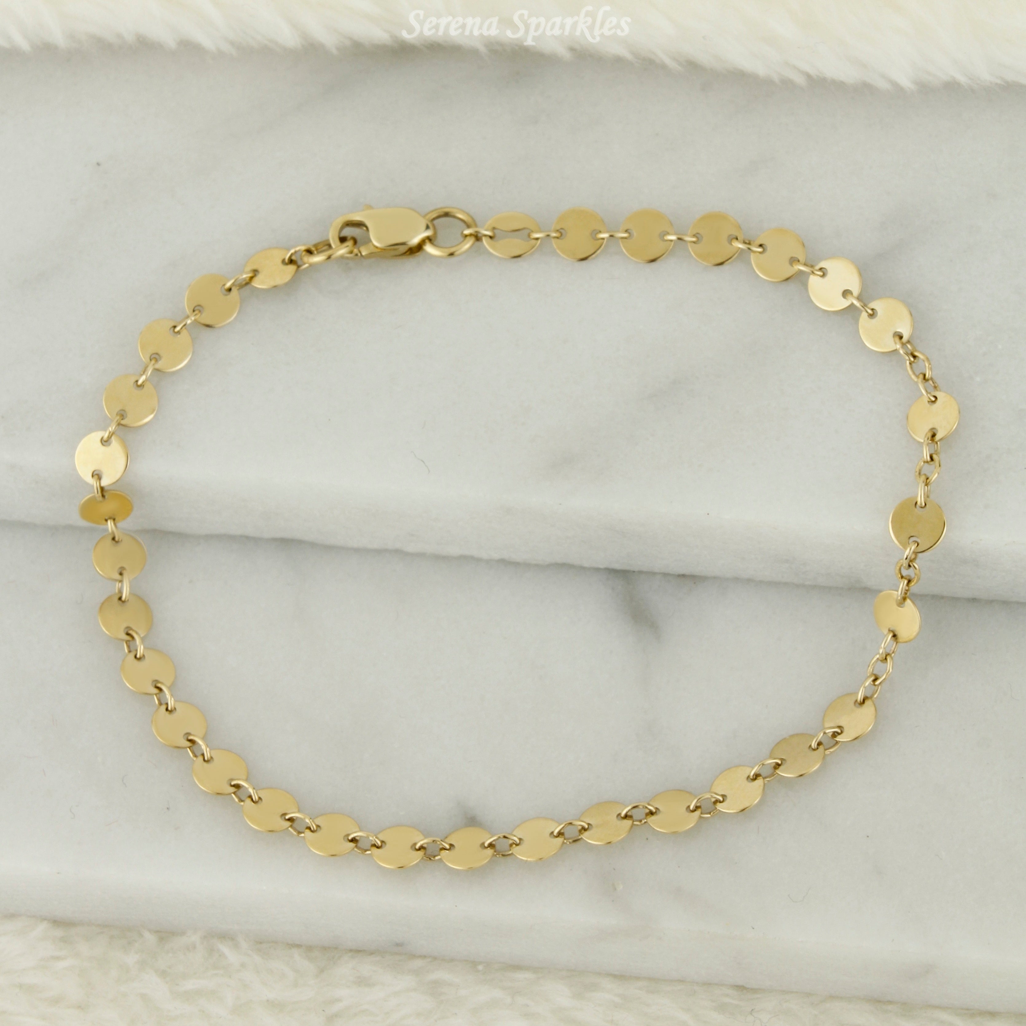 10k Solid Gold Disc Bracelet - Serena Sparkles