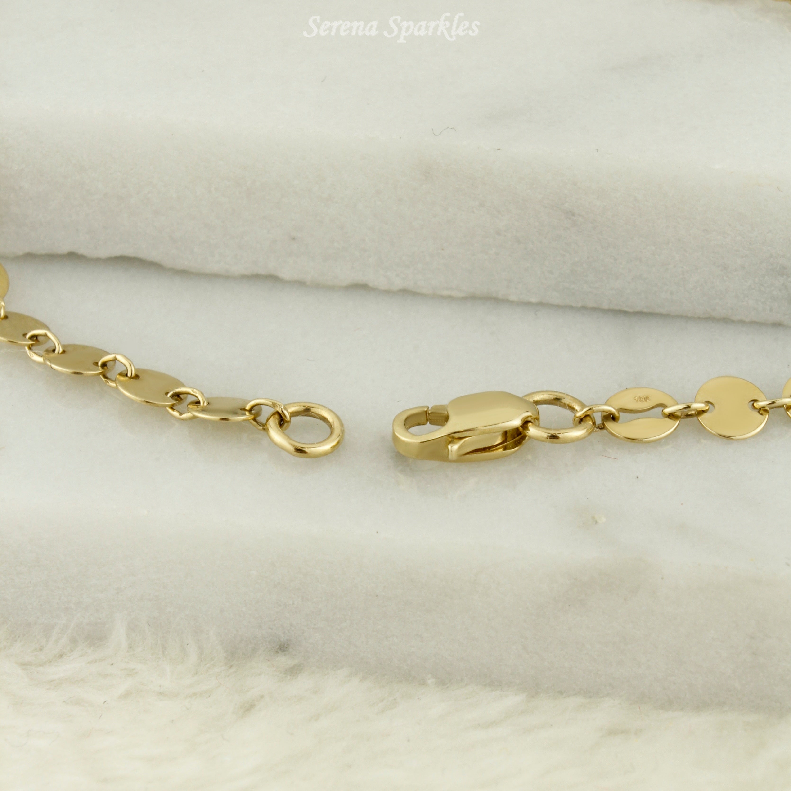 10k Solid Gold Disc Bracelet - Serena Sparkles