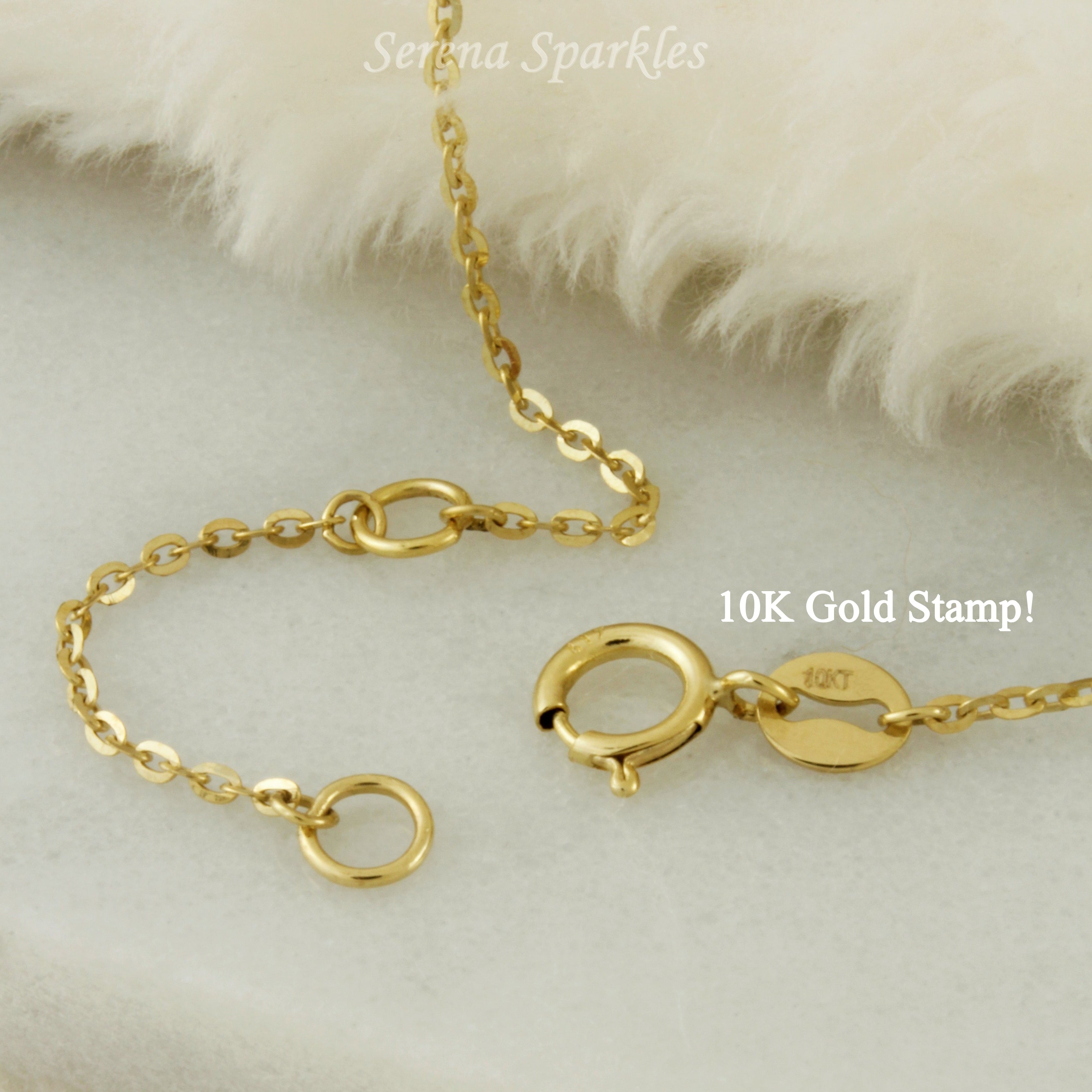 10K Solid Gold Drop Disc Necklace - Serena Sparkles