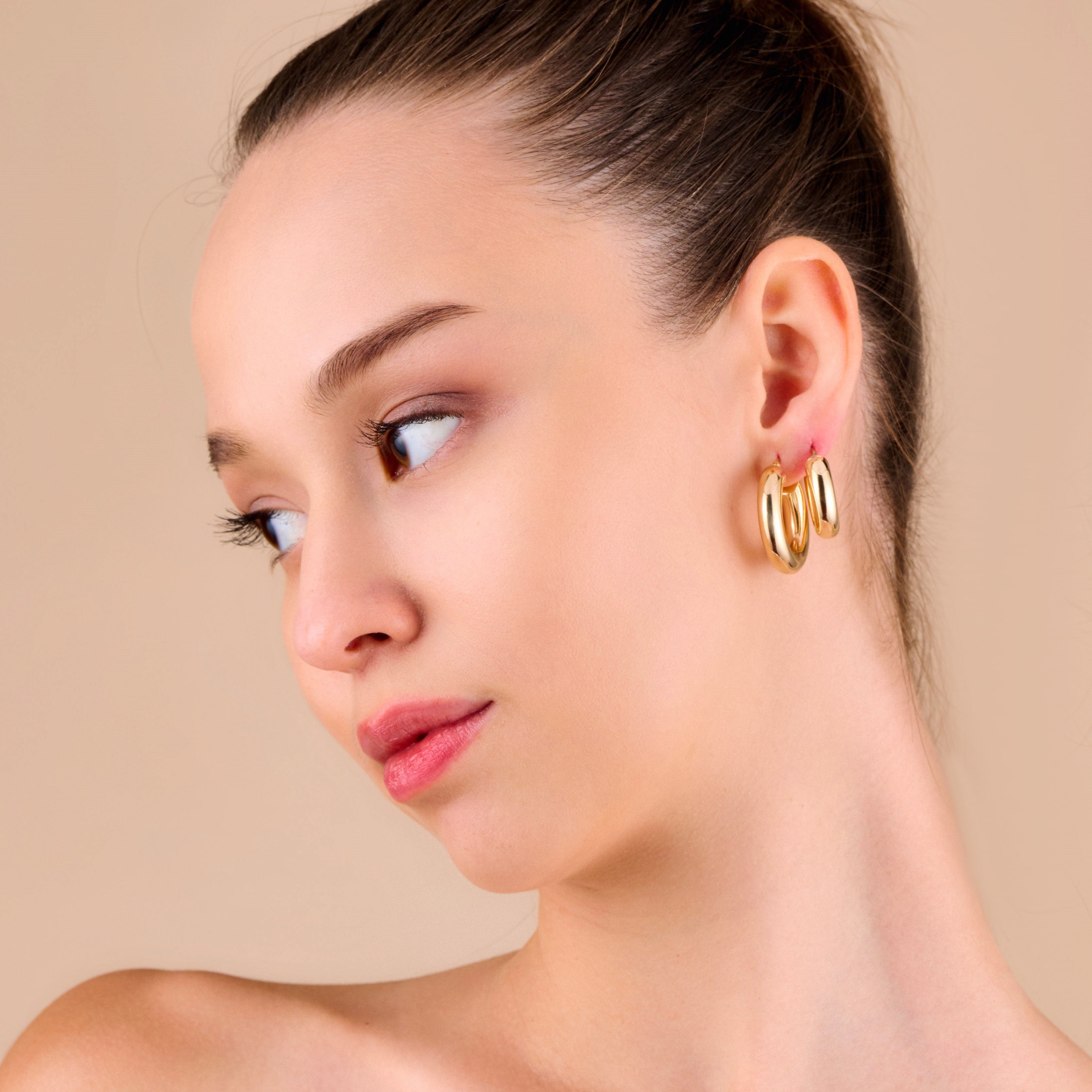 10k Solid Gold Classic 6mm Tube Hoop Earrings - Serena Sparkles