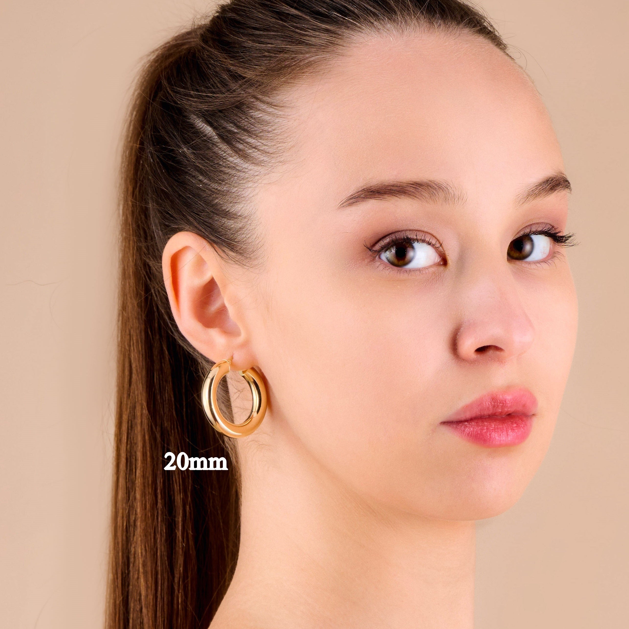 10k Solid Gold Classic 6mm Tube Hoop Earrings - Serena Sparkles