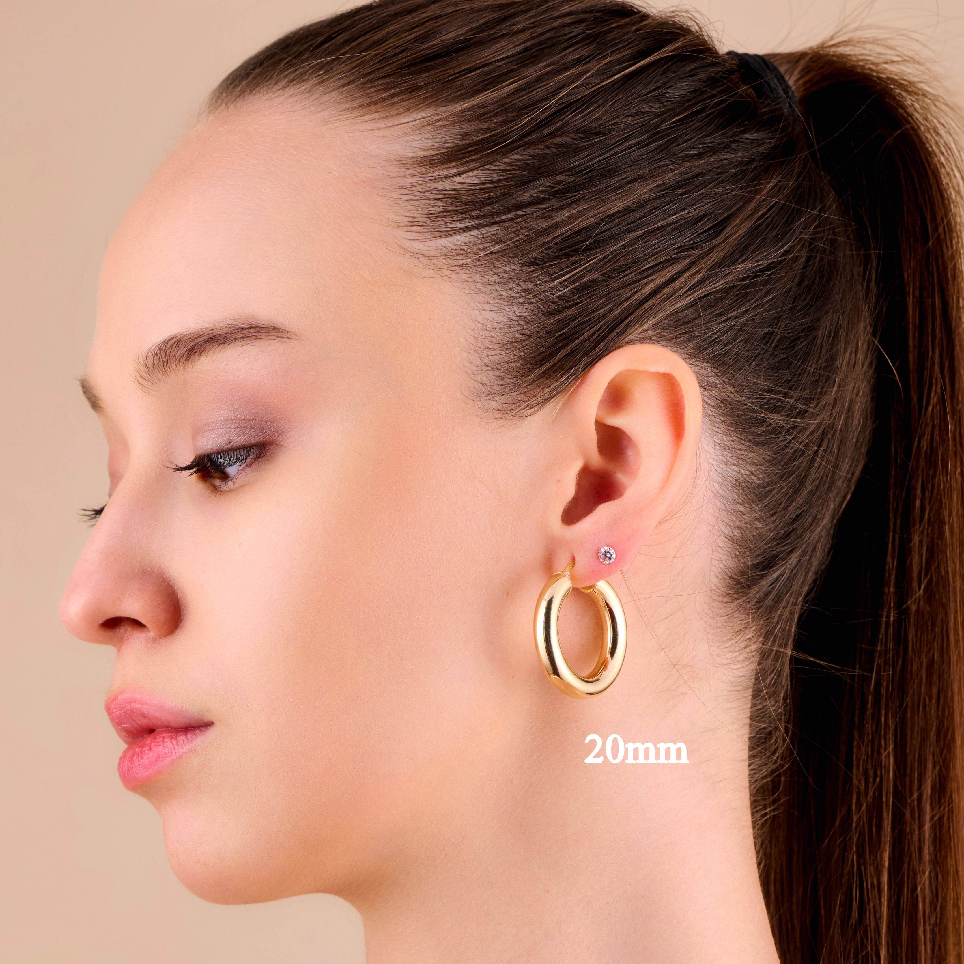 10k Solid Gold Classic 6mm Tube Hoop Earrings - Serena Sparkles