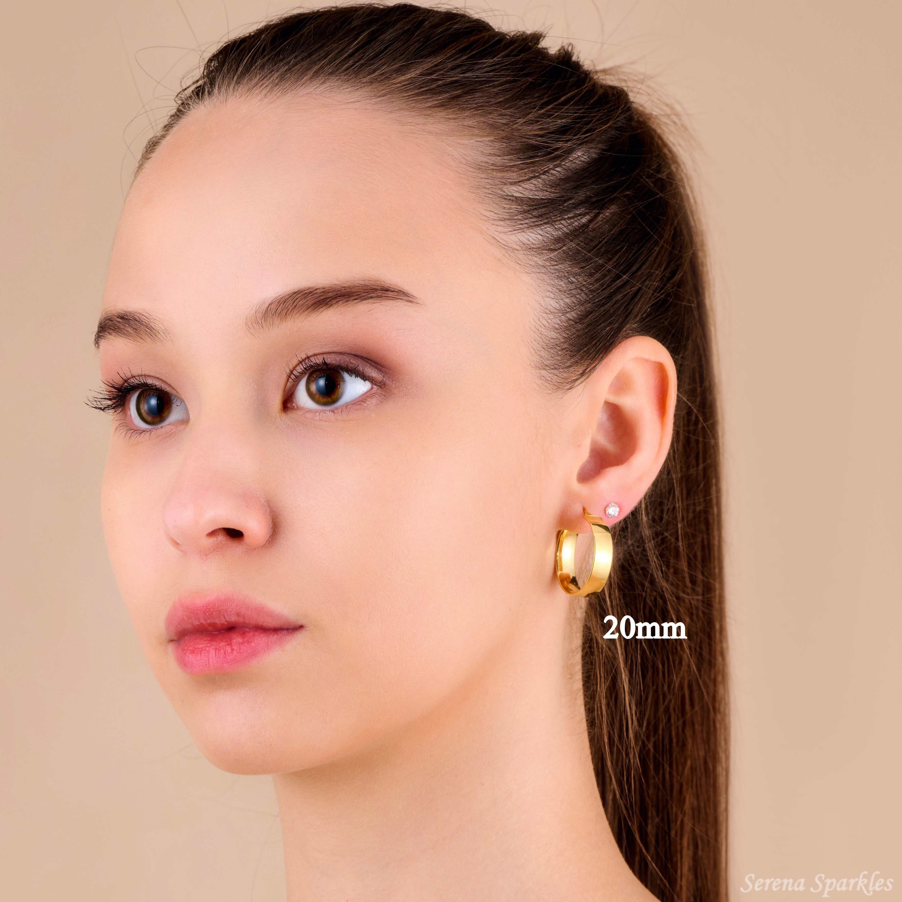 10k Solid Gold Flat Hoop Earrings - Serena Sparkles