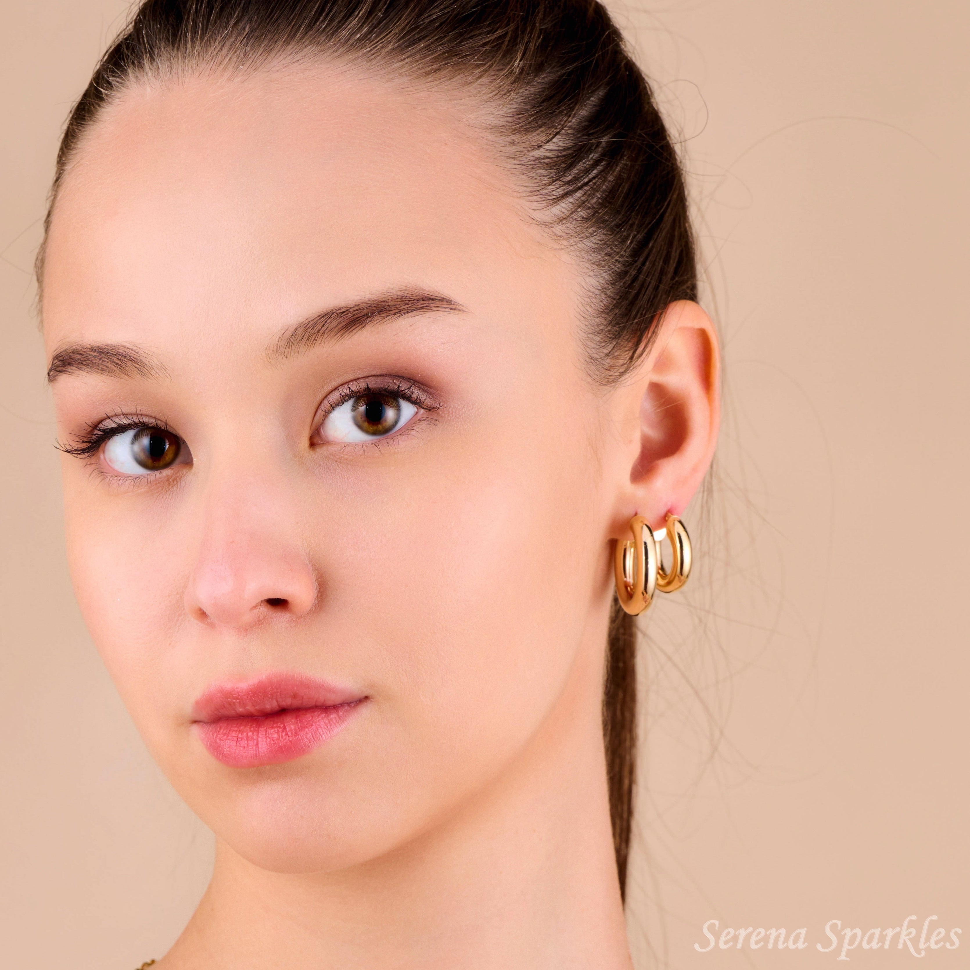 10k Solid Gold Classic 5mm Tube Hoop Earrings - Serena Sparkles