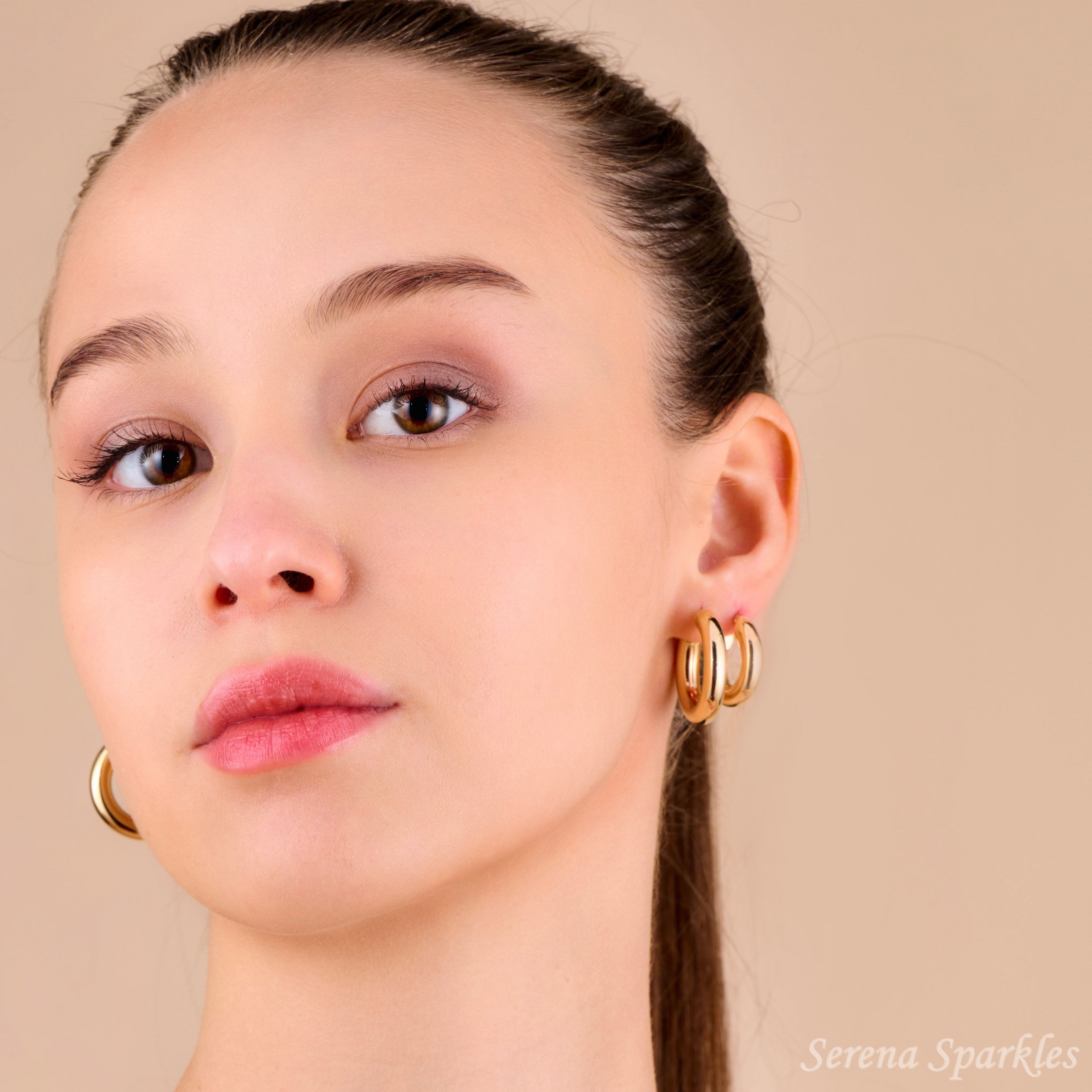 10k Solid Gold Classic 5mm Tube Hoop Earrings - Serena Sparkles