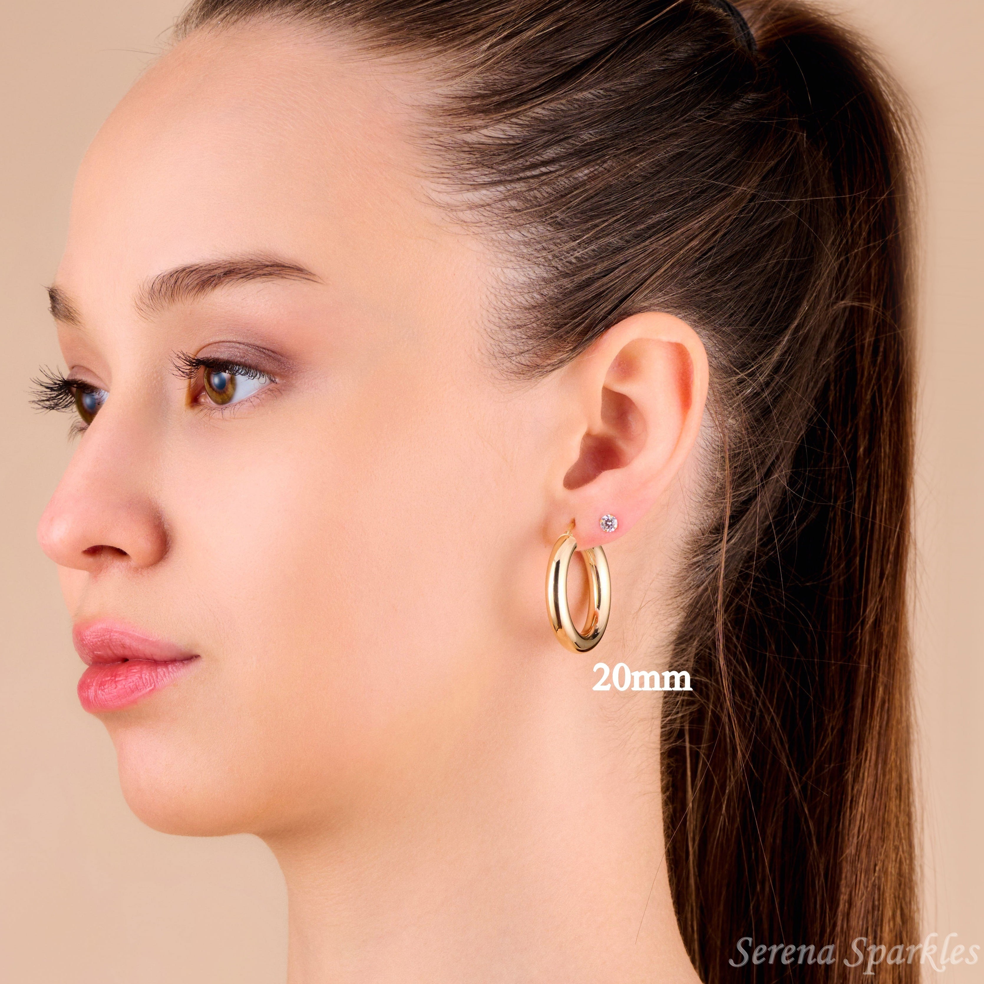 10k Solid Gold Classic 5mm Tube Hoop Earrings - Serena Sparkles