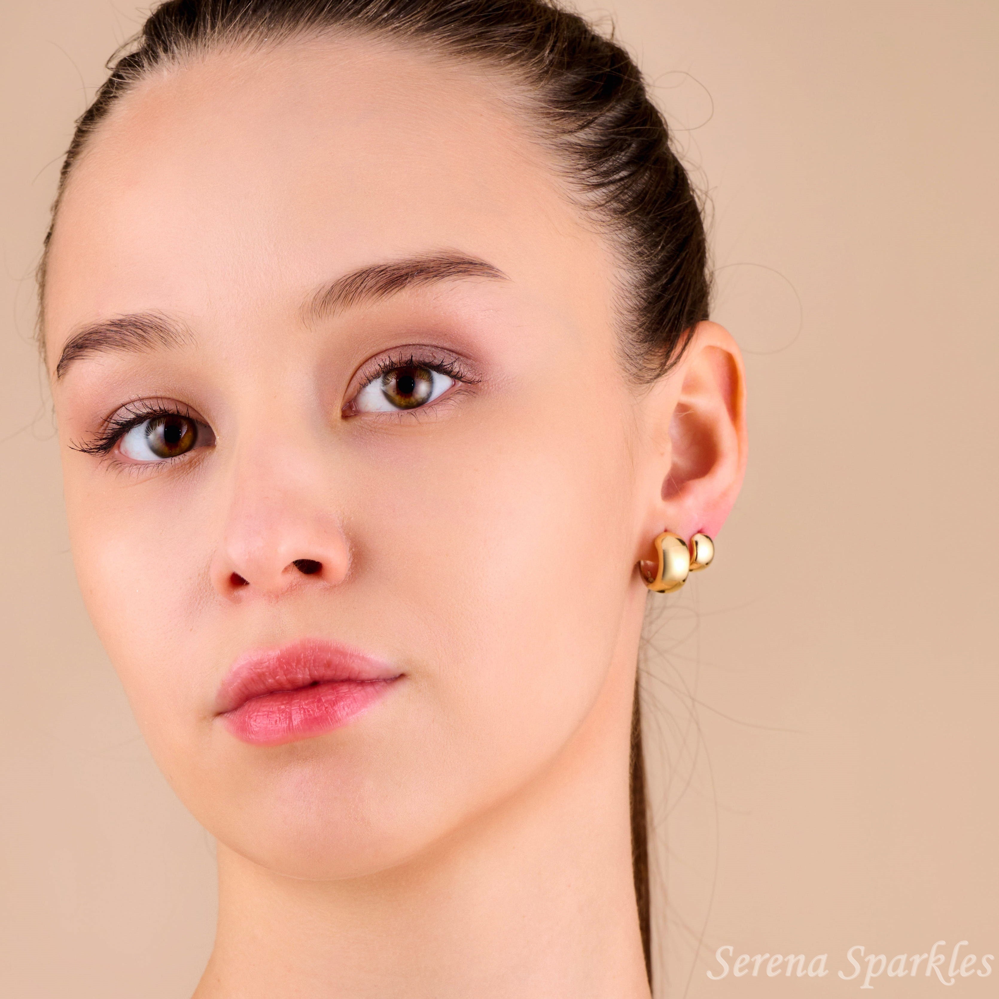 10k Solid Gold Chunky Huggie Hoops - Serena Sparkles