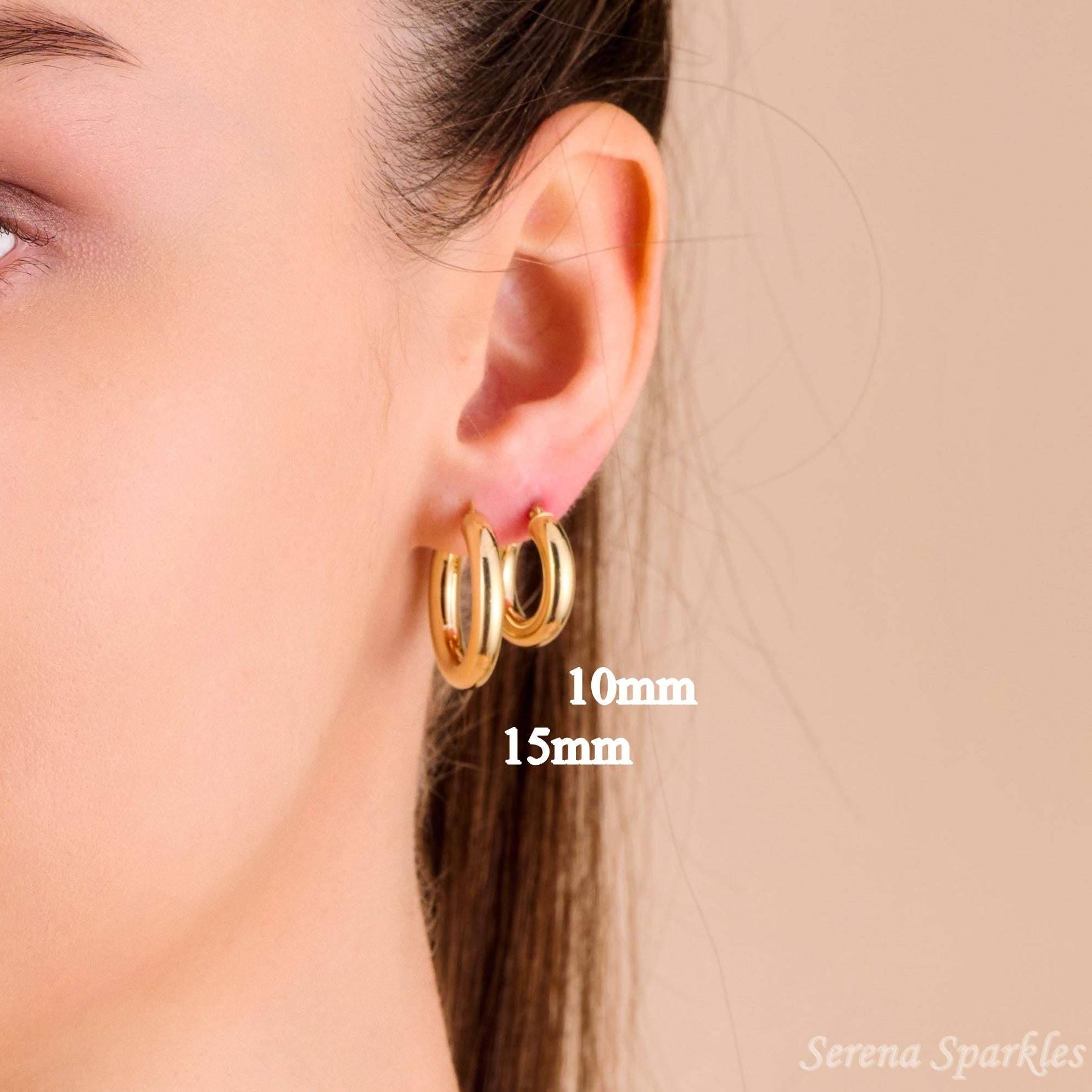 10k Solid Gold Classic 4mm Tube Hoop Earrings - Serena Sparkles