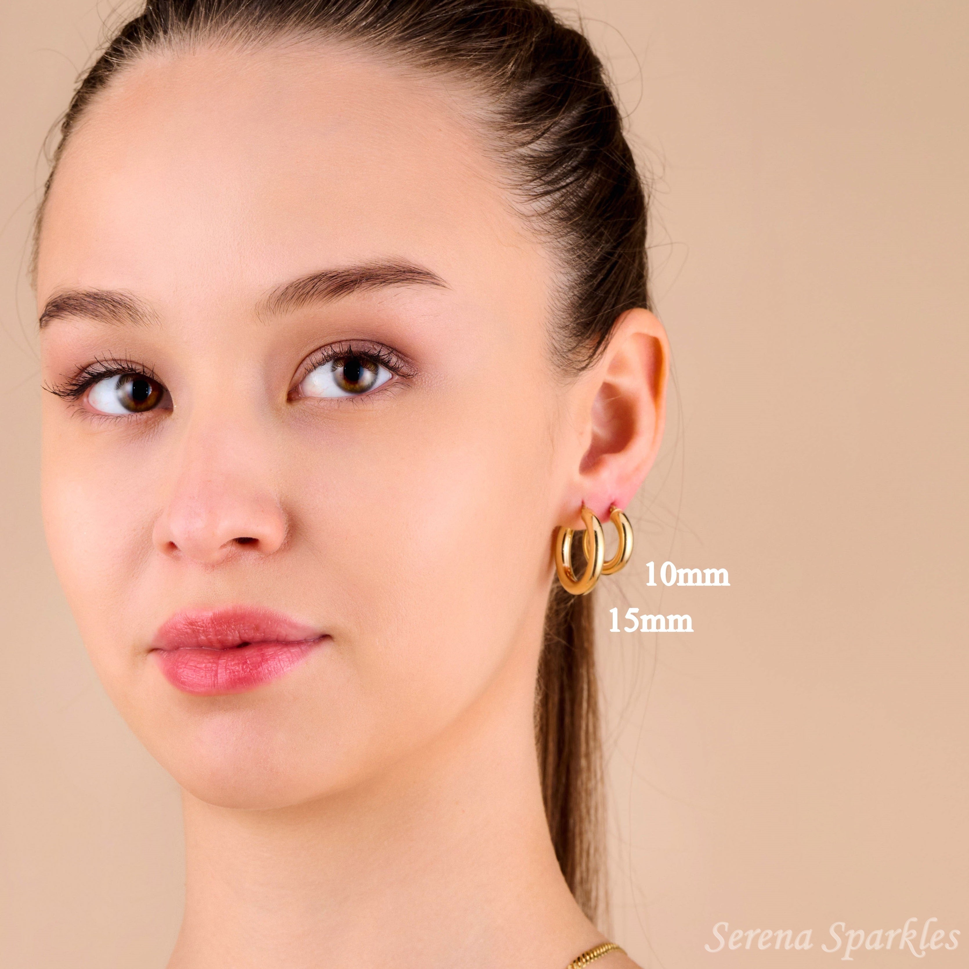 10k Solid Gold Classic 4mm Tube Hoop Earrings - Serena Sparkles